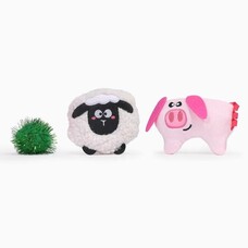Hugsmart Meow Buddies Sheep & Pig cat toy