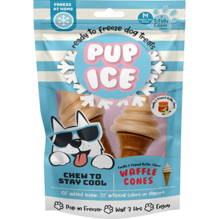 Pup Ice - Waffle cone - vanilla and PB - 2 pk.