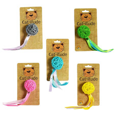 Amazing Pet - rattan comet ball with tassel - cat