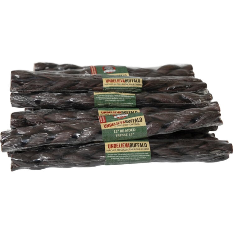 Unbelievabuffalo collagen stick - braid - 12"