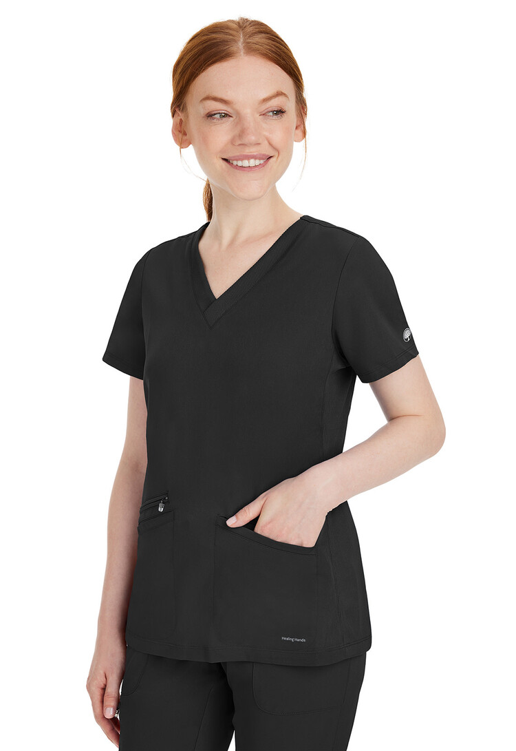 Healing Hands Mariah Rib Trim Women's Scrub Top