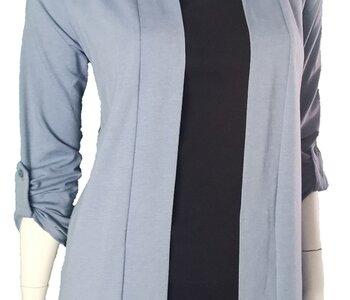 Roll-Up Long Sleeve Open Cardigan with Pockets