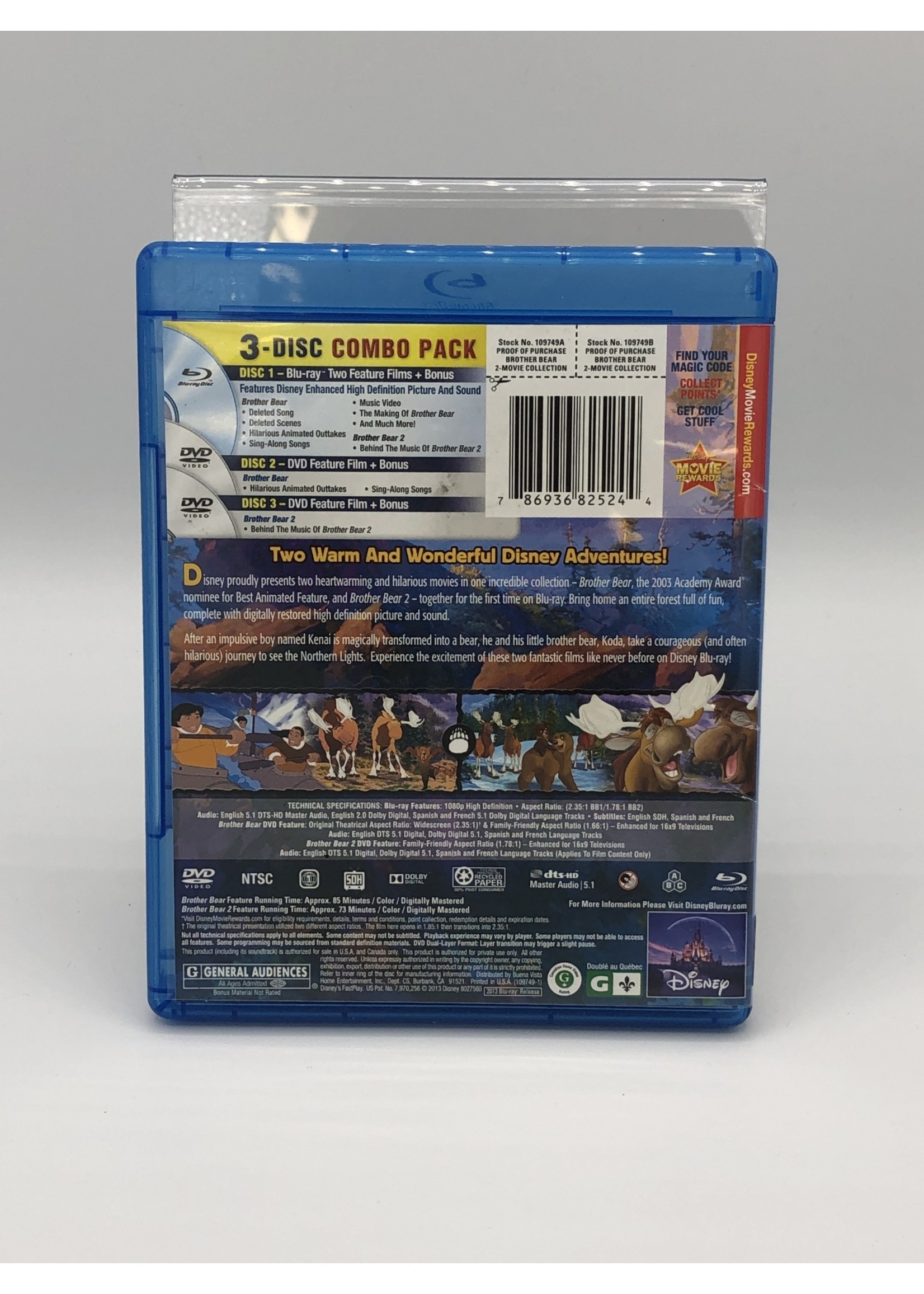 Bluray Brother Bear and Brother Bear 2 Bluray + DVD 3 pack