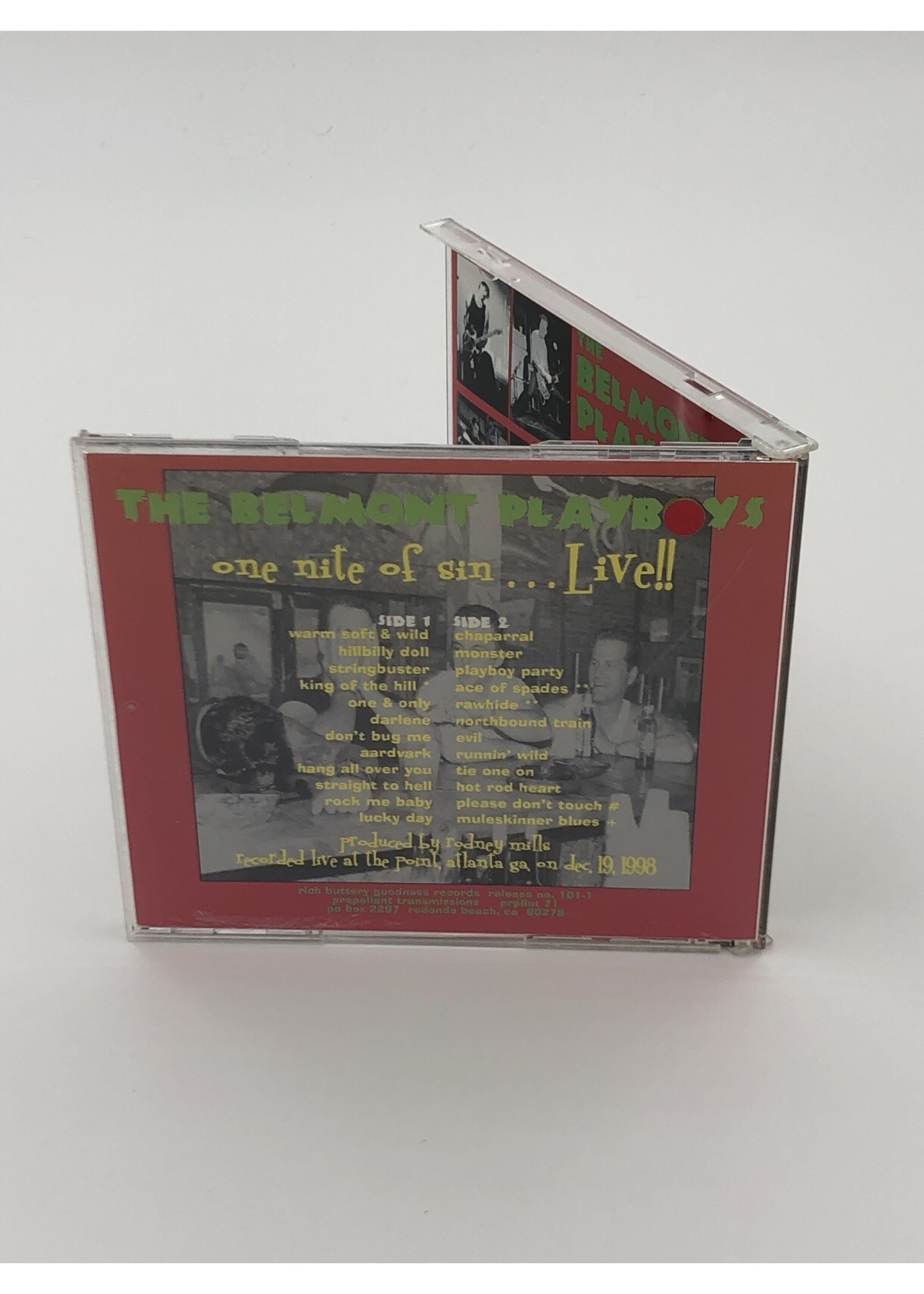 CD   The Belmont Playboys: One Nite of Sin....Live CD