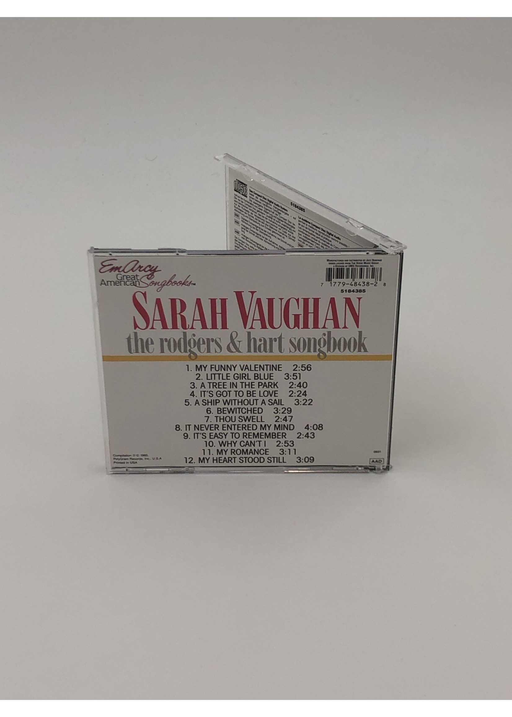 CD Sarah Vaughan The Rodgers And Hart Songbook CD
