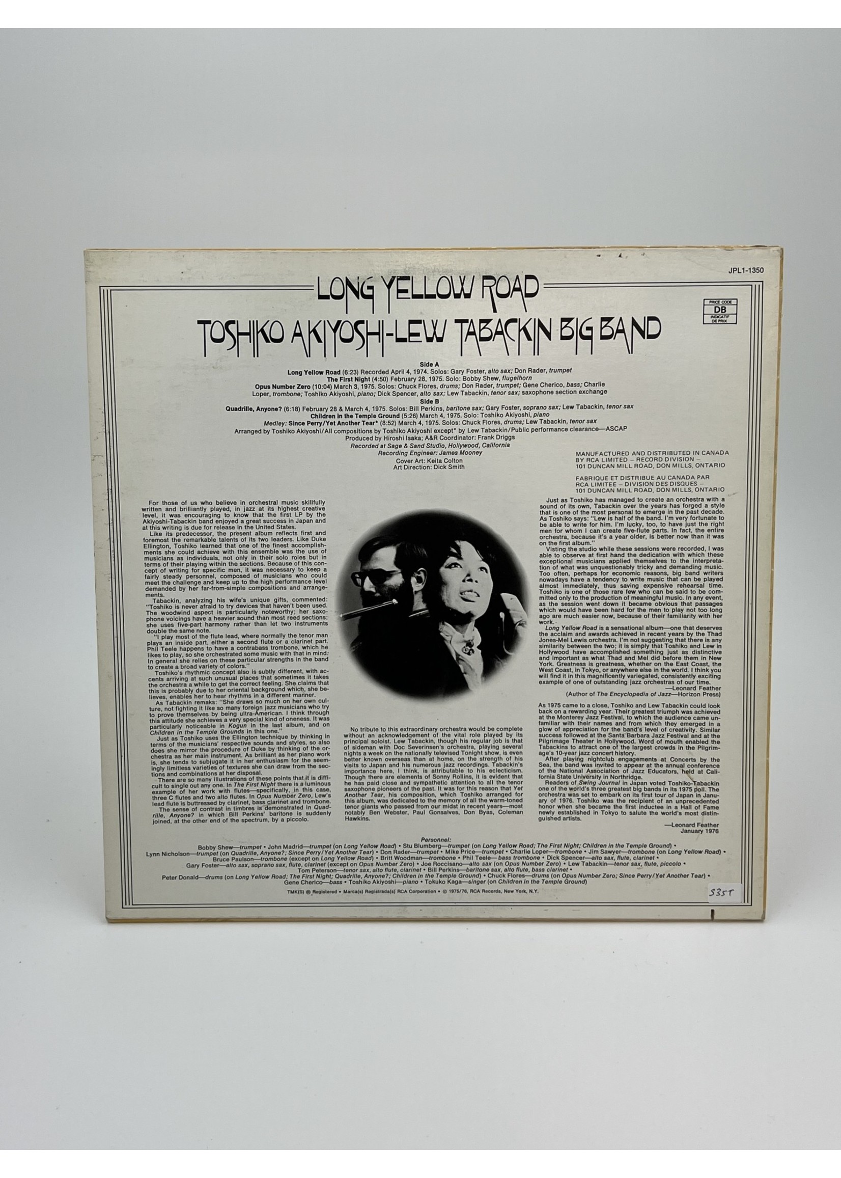 LP Toshiko Akiyoshi Lew Tabackin Big Band Long Yellow Road LP Record