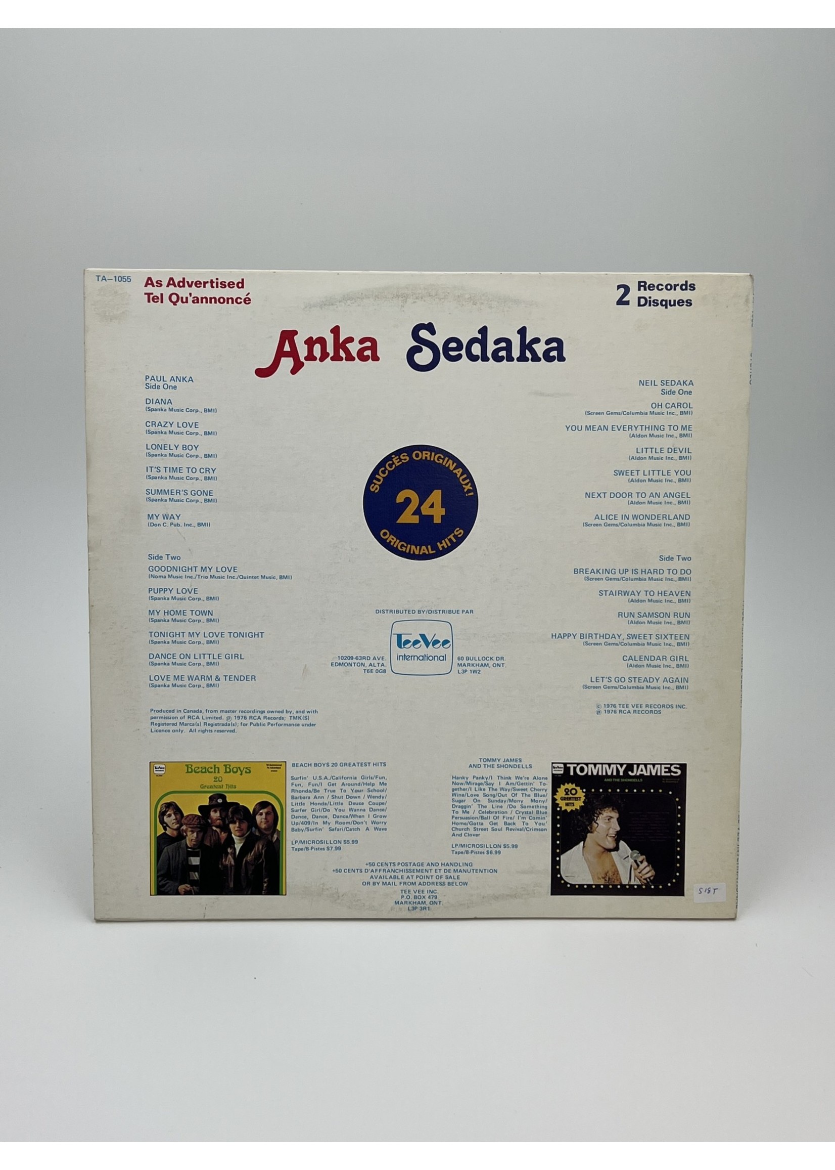 LP Paul Anka Neil Sedaka LP 2 Record