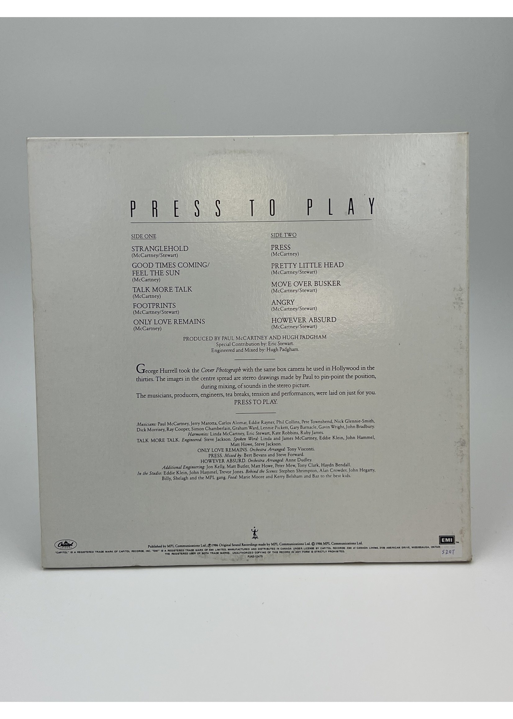 LP Paul McCartney Press To Play LP Record
