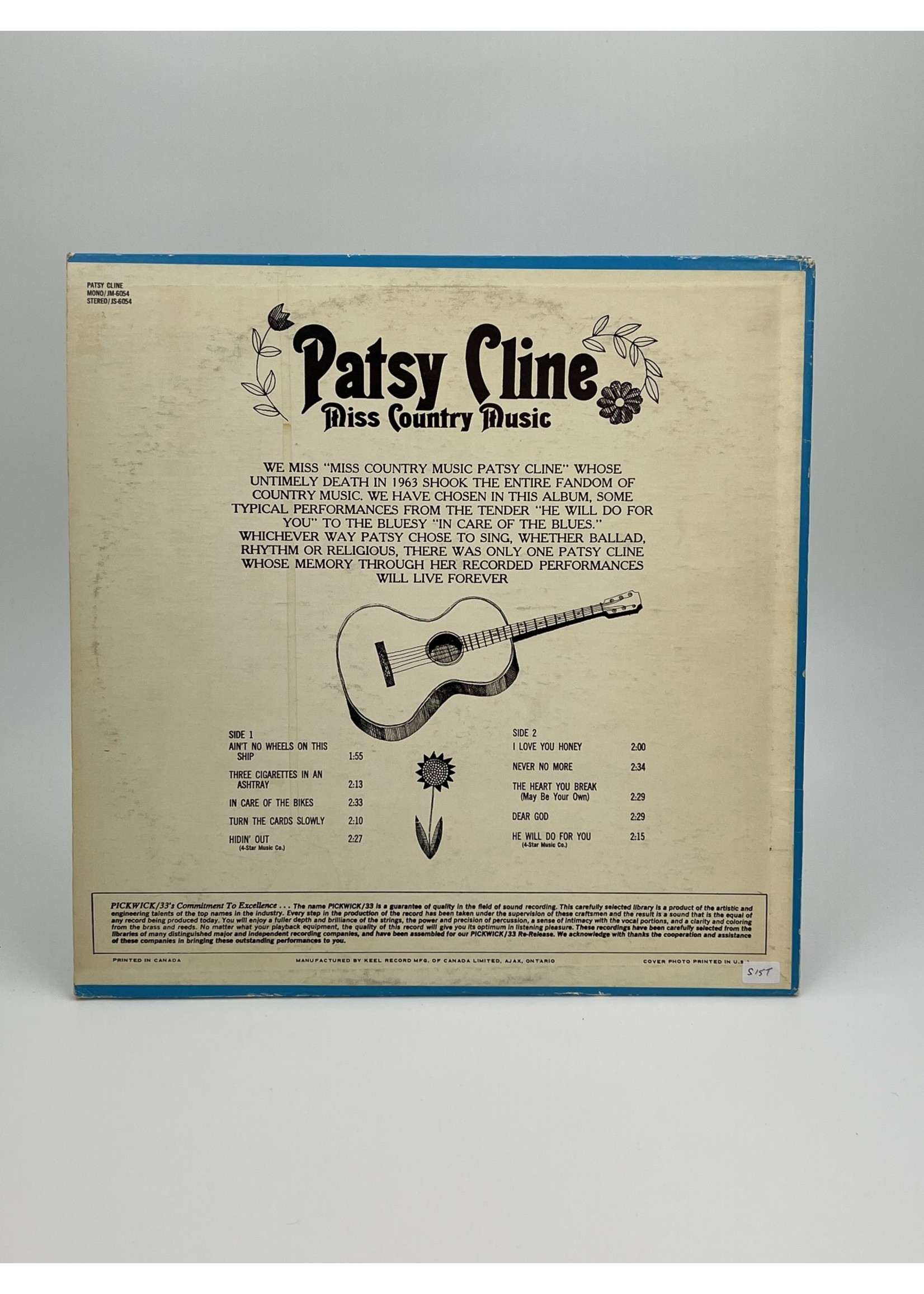 LP Patsy Cline Miss Country Music LP Record