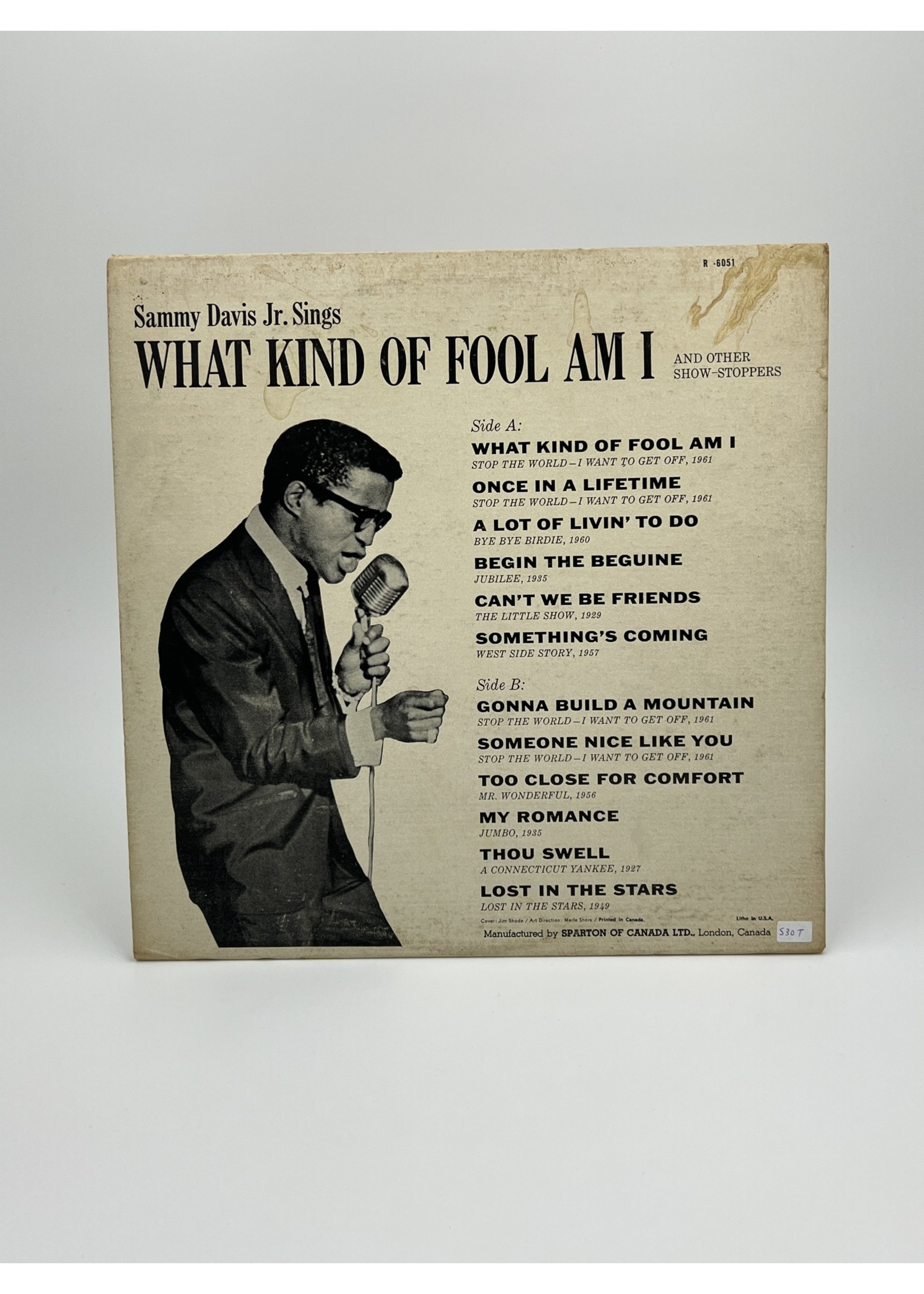 LP Sammy Davis Jr What Kind of Fool Am I and other Show Stoppers LP Record