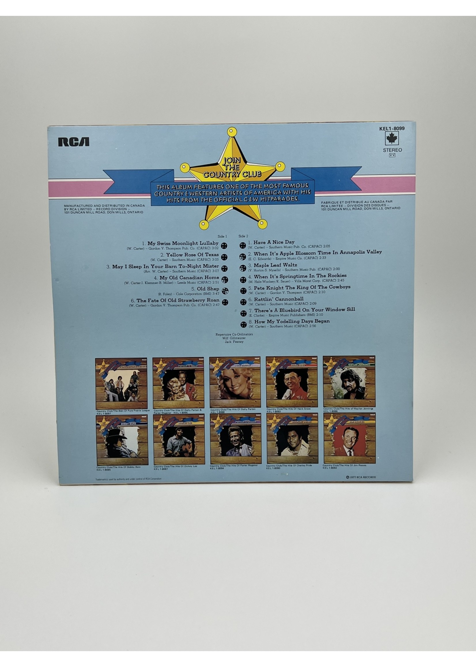 LP Country Club The Hits of Wilf Carter LP Record