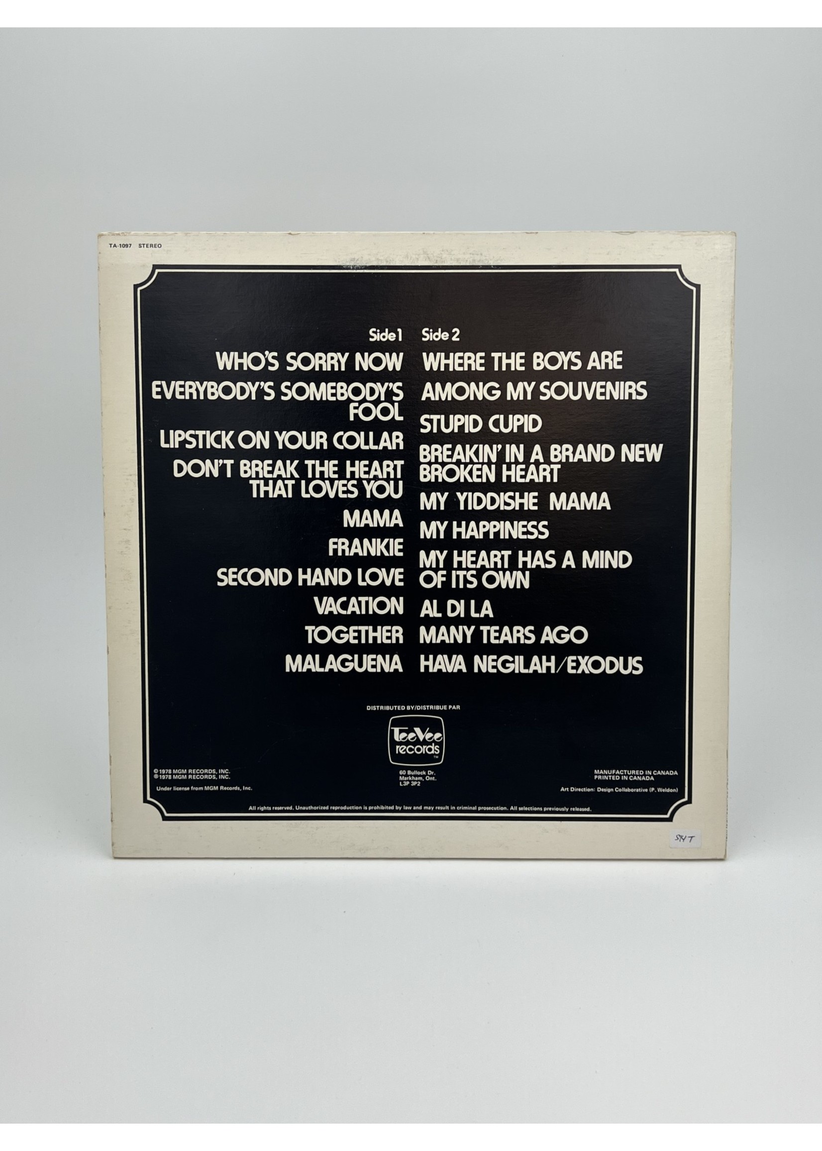 LP Connie Francis 20 Favourites LP Record