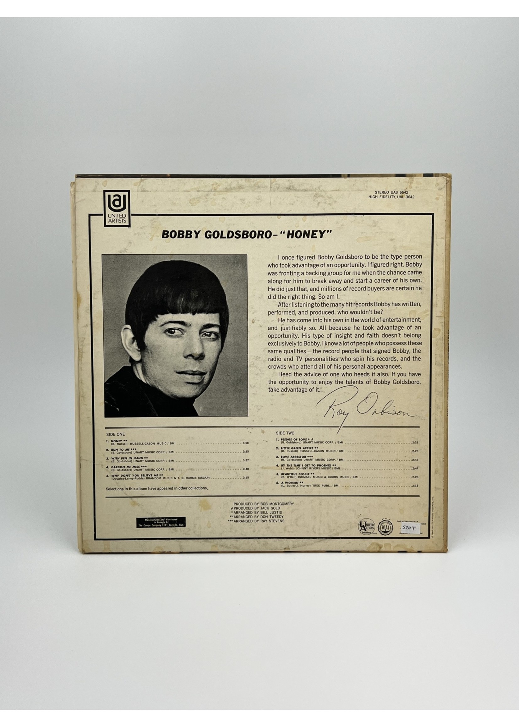 LP Bobby Goldsboro Honey LP Record