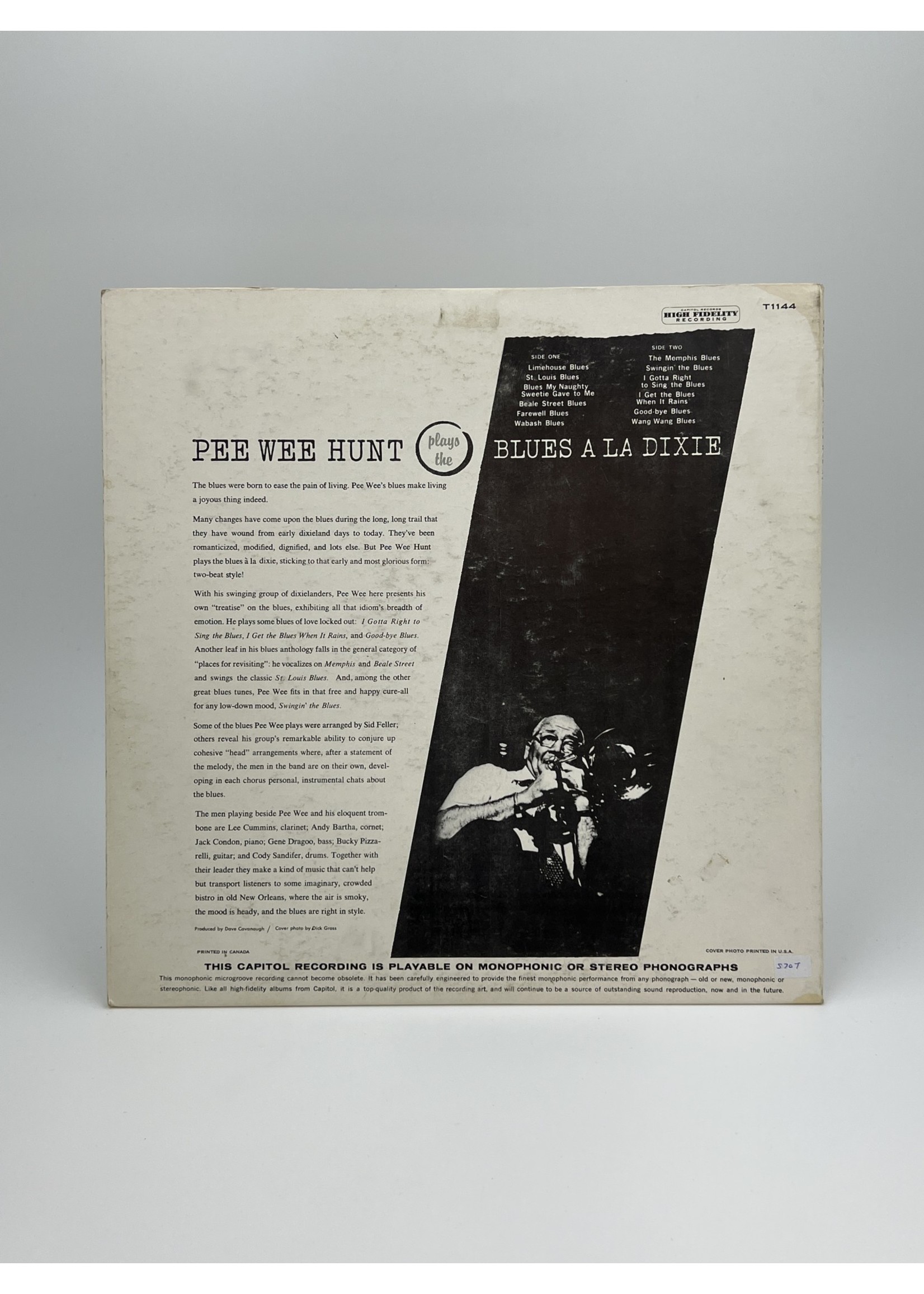 LP Pee Wee Hunt Plays the Blues A La Dixie LP Record
