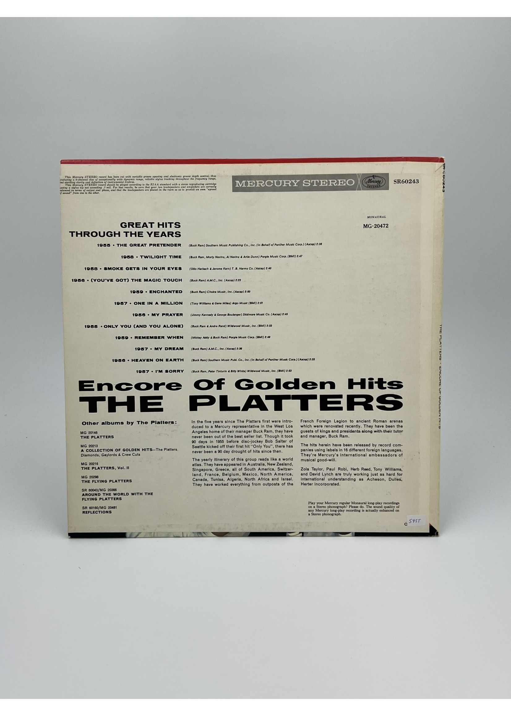 LP Encore of Golden Hits from The Platters LP Record
