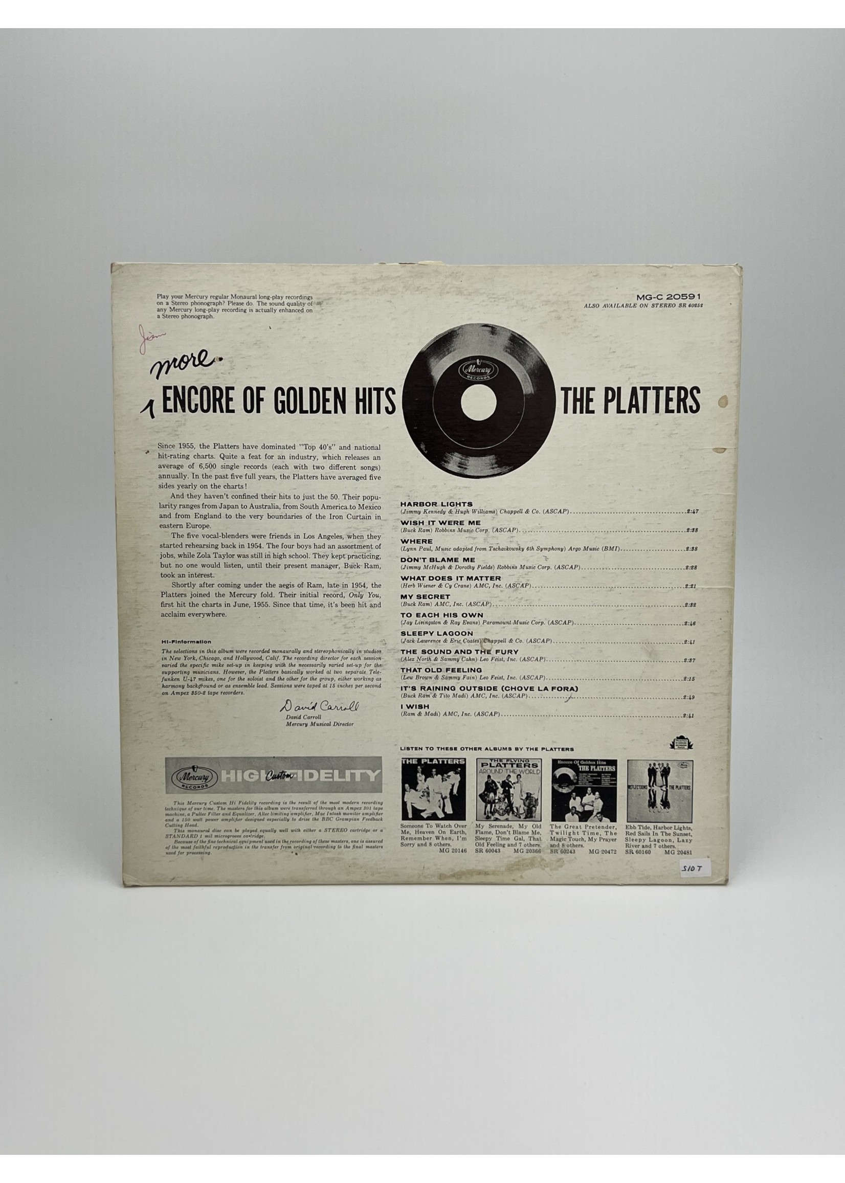 LP The Platters More Encore of Golden Hits LP Record