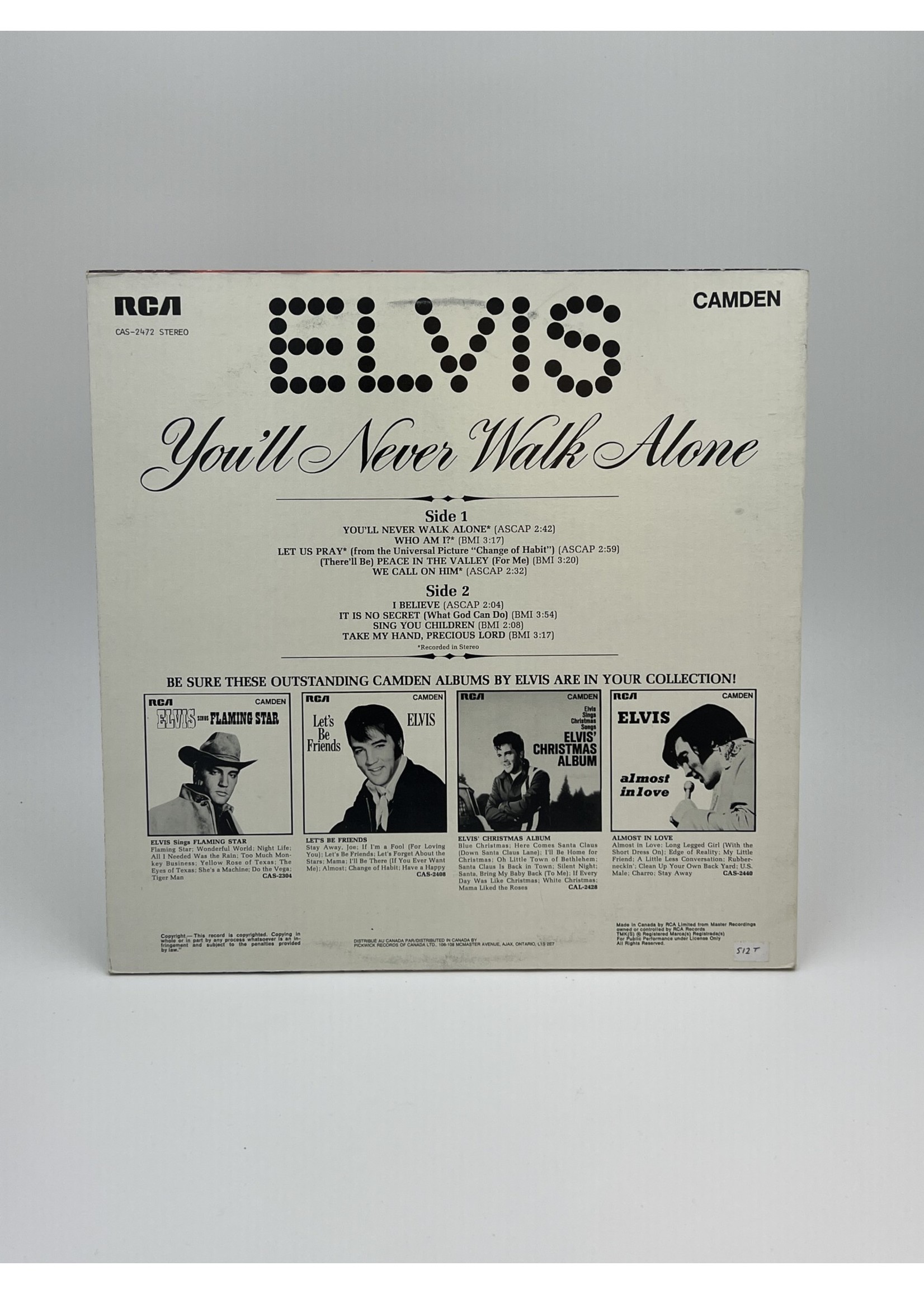 LP Elvis Presley Youll Never Walk Alone LP Record