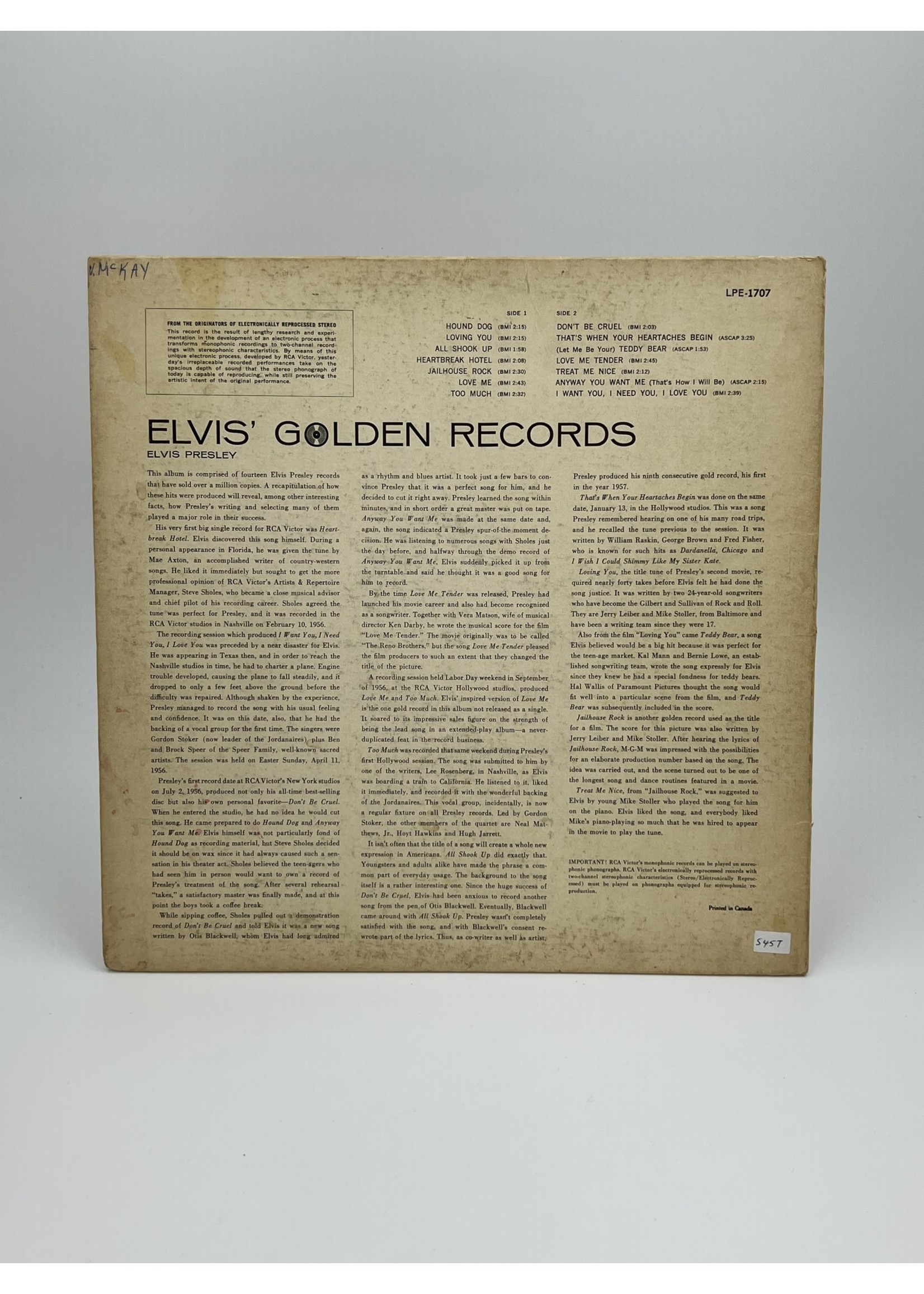 LP Elvis Presley Elvis Golden Records LP Record