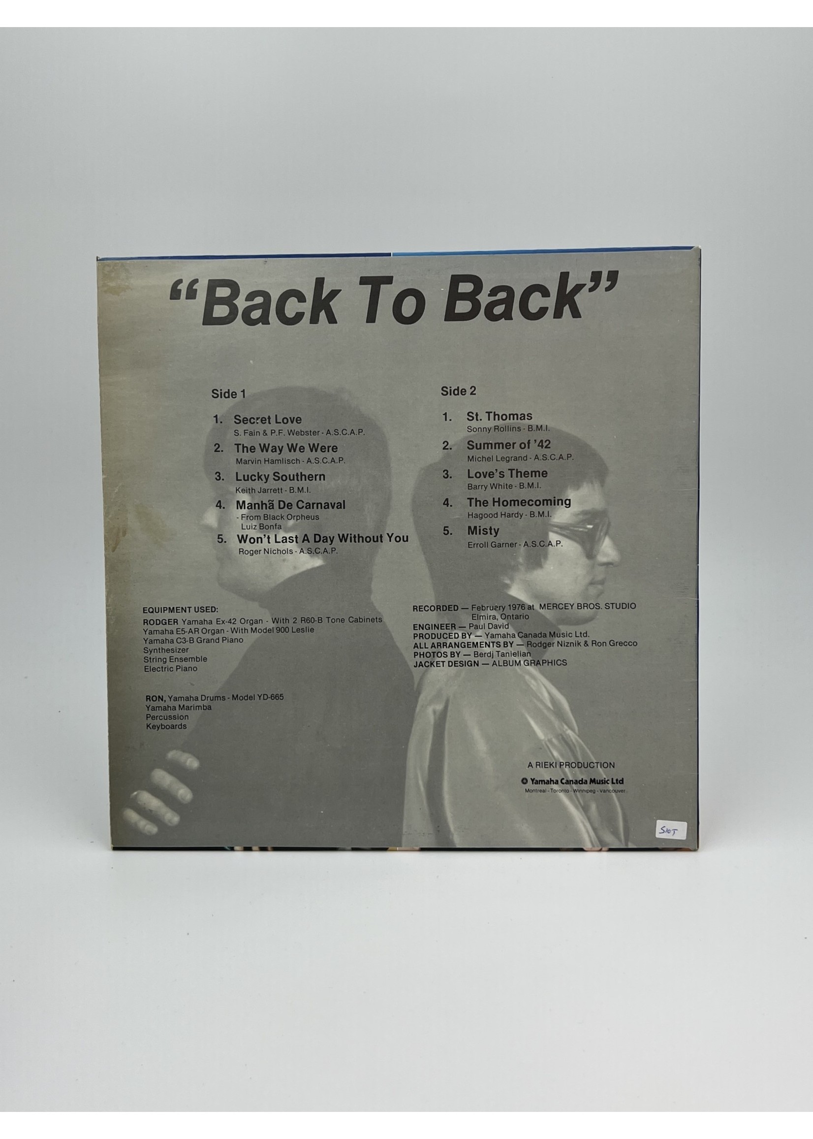 LP Rodger Niznik Ron Grecco Back to Back LP Record