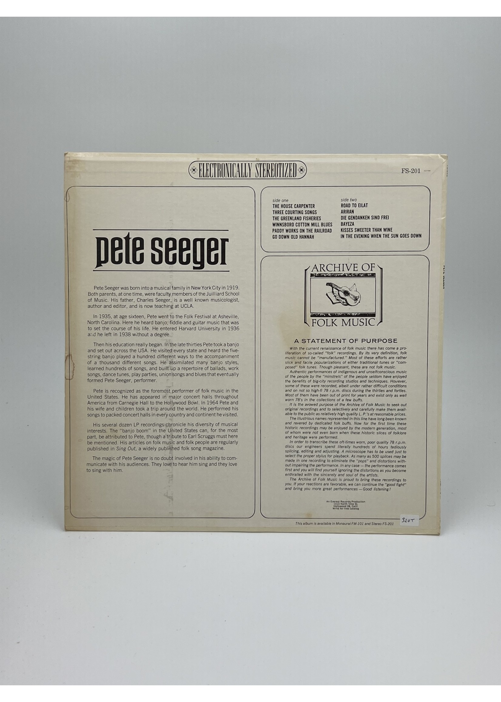 LP Pete Seeger Archive of Folk Music LP Record