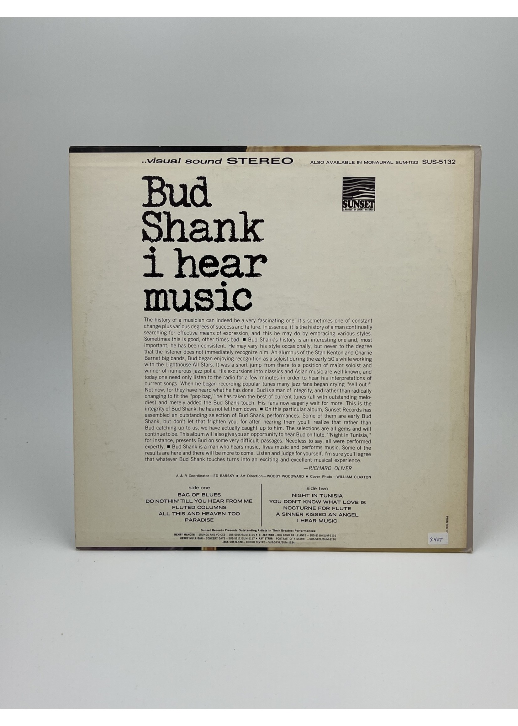 LP Bud Shank I Hear Music LP Record