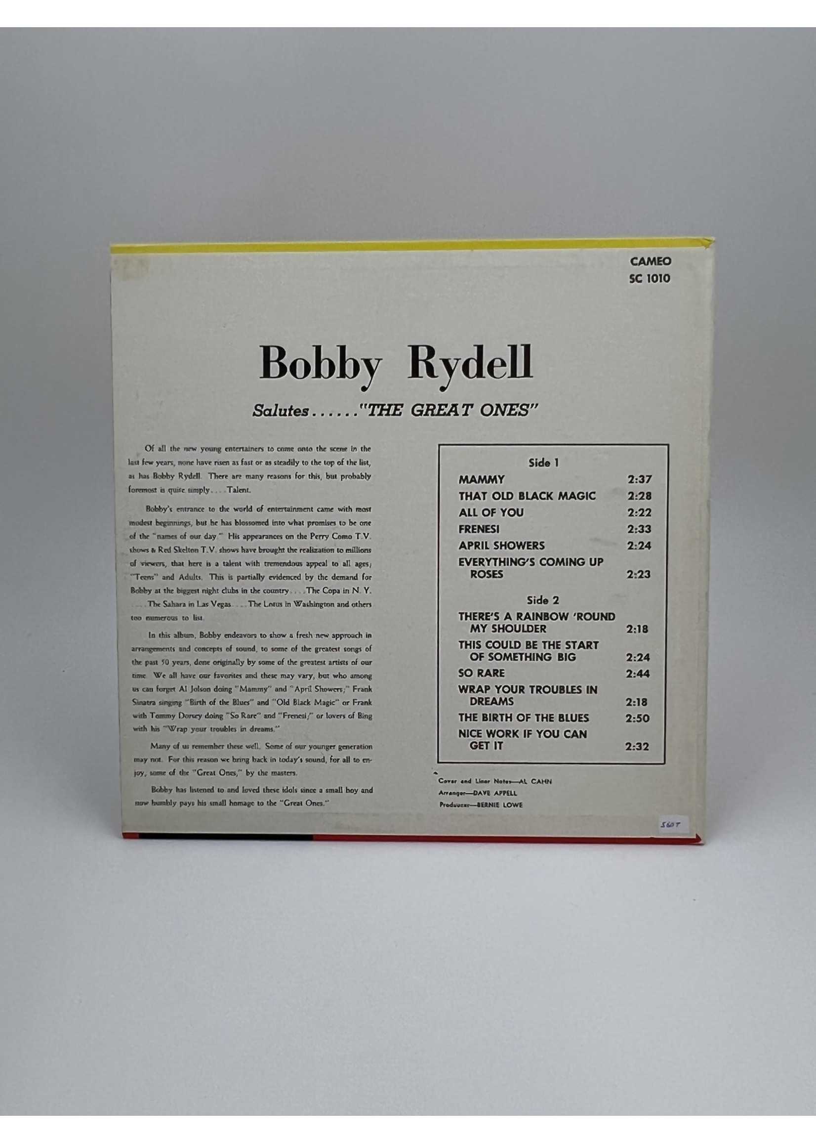 LP Bobby Rydell Salutes The Great Ones LP Record