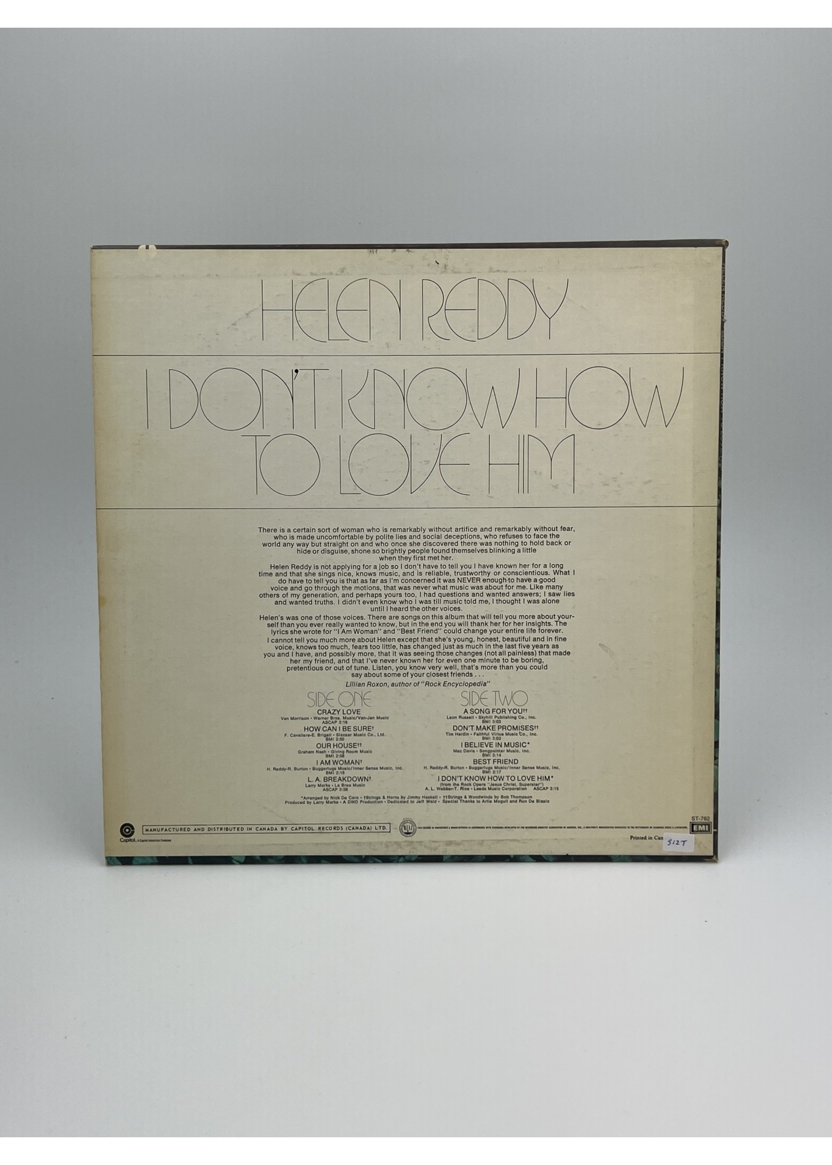LP Helen Reddy I Dont Know How To Love Him LP Record