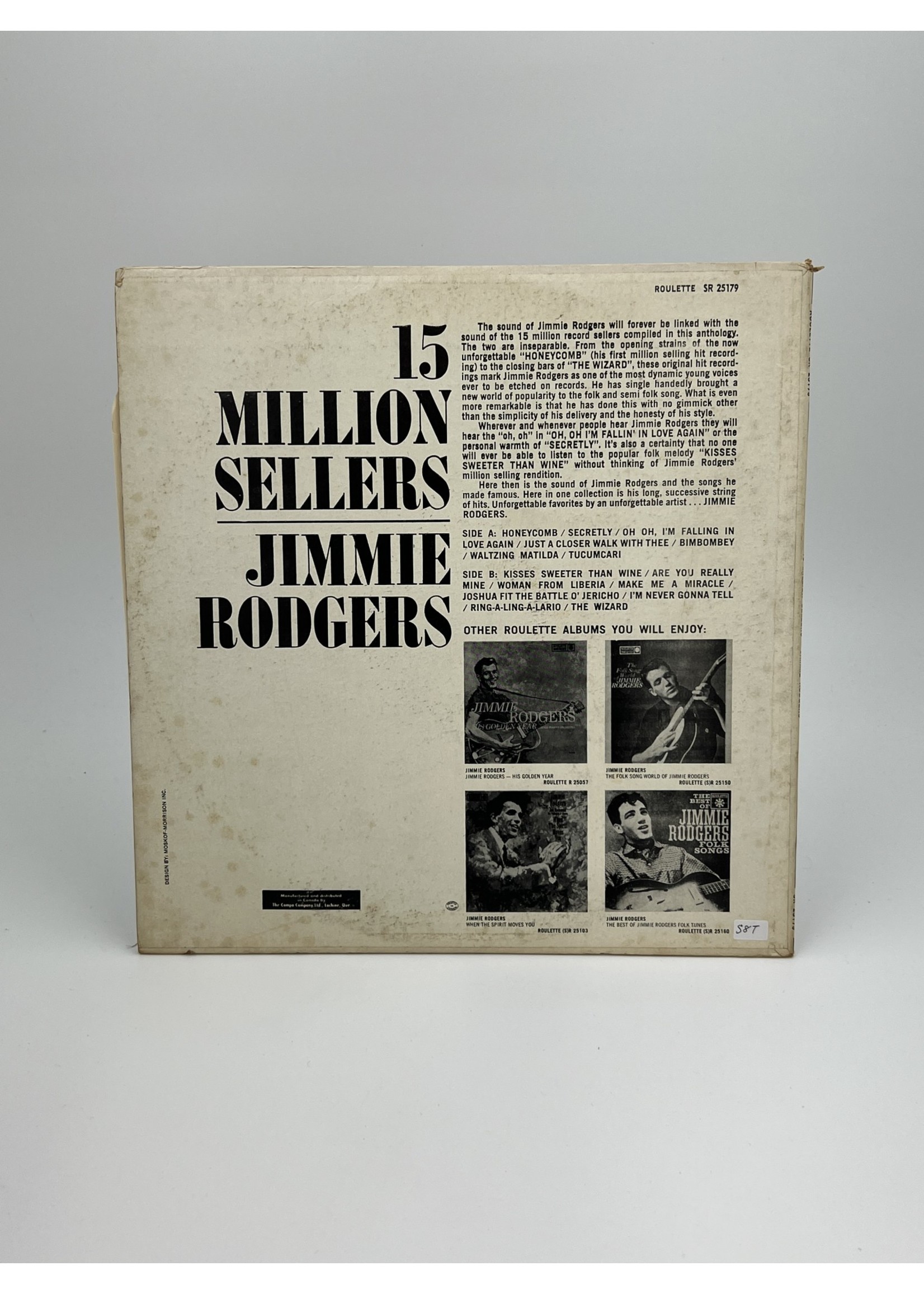 LP Jimmie Rodgers 15 Million Sellers LP Record