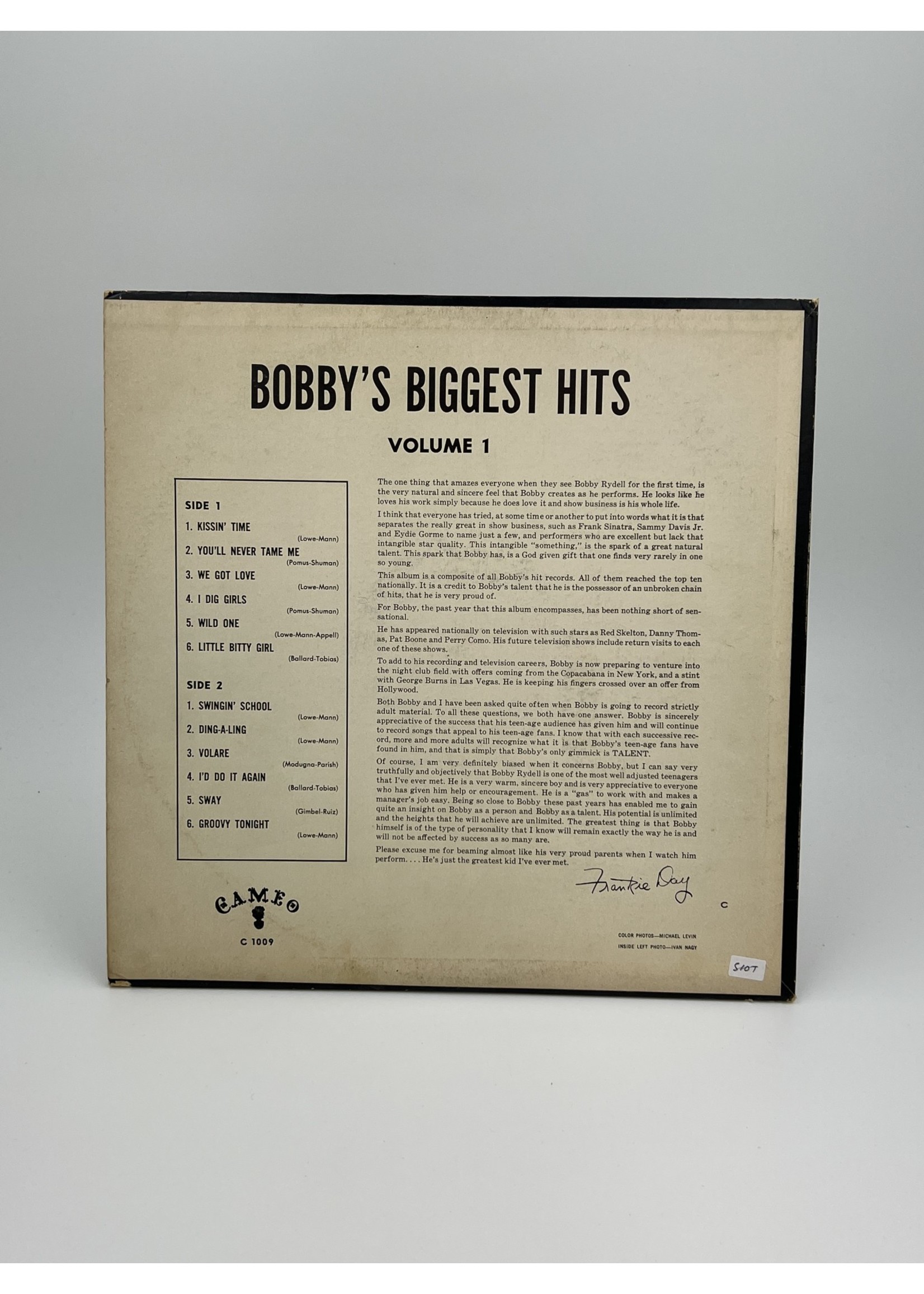 LP Bobby Rydell Bobbys Biggest Hits LP Record