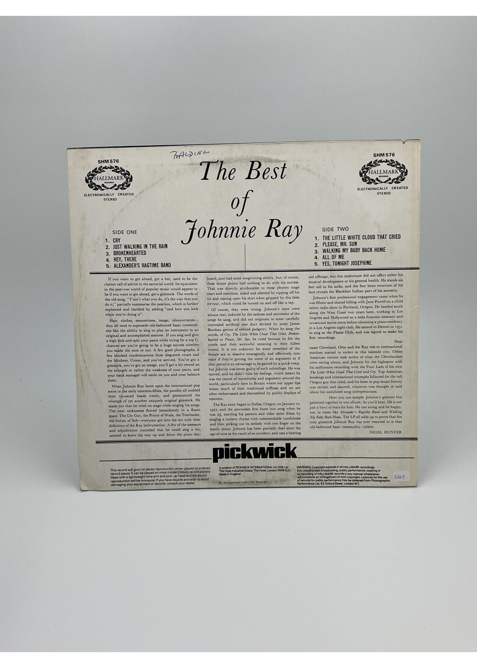 LP The Best of Johnnie Ray LP Record