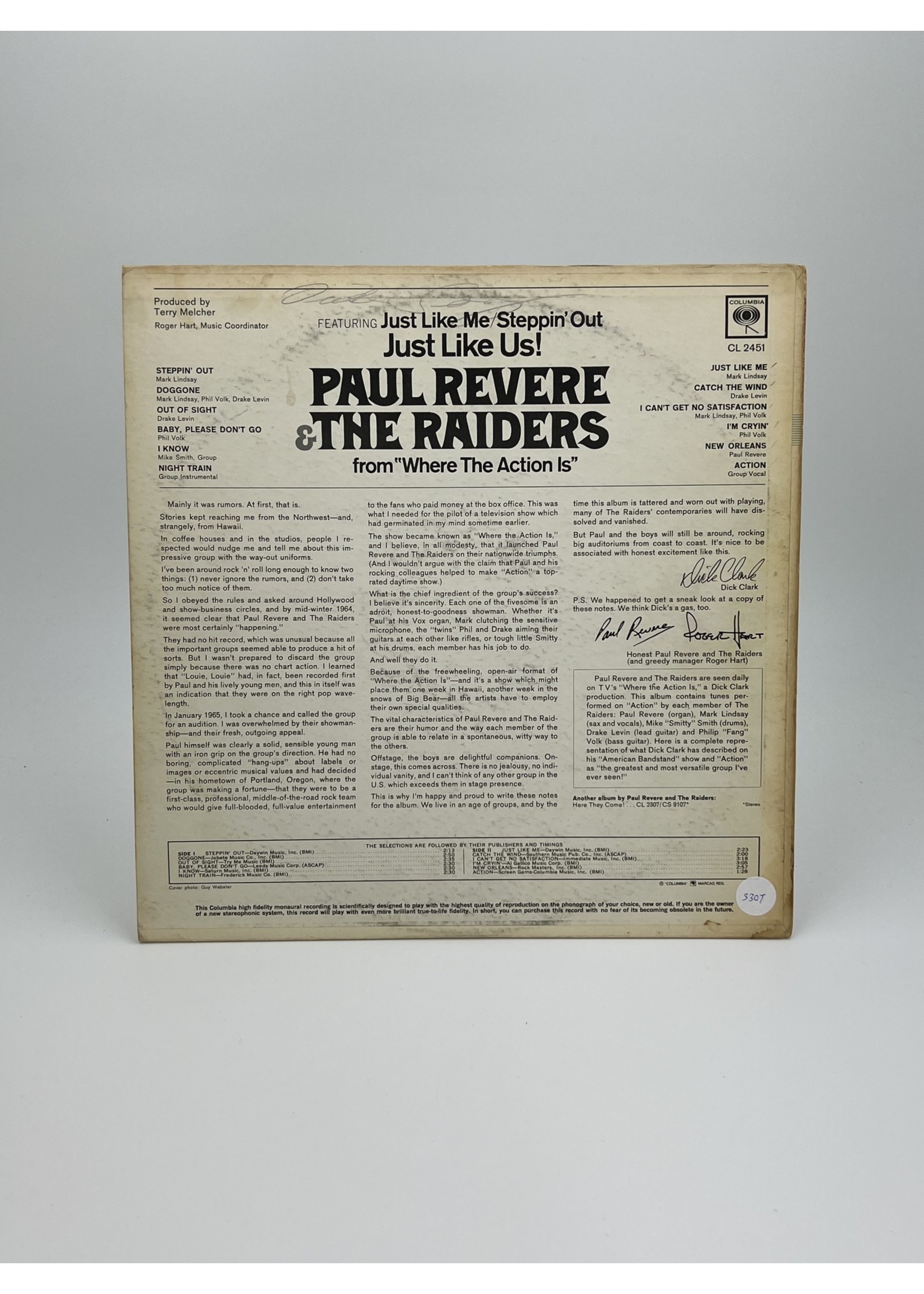 LP Paul Revere and The Raiders Just Like Us LP Record