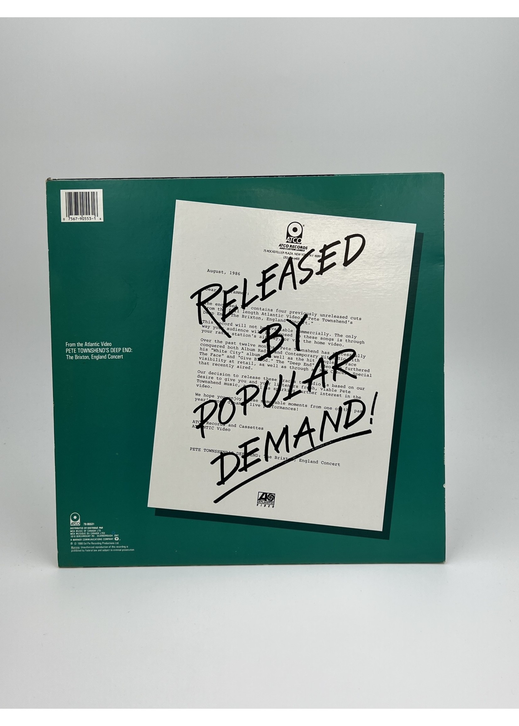 LP Pete Townshend Deep End Live LP Record