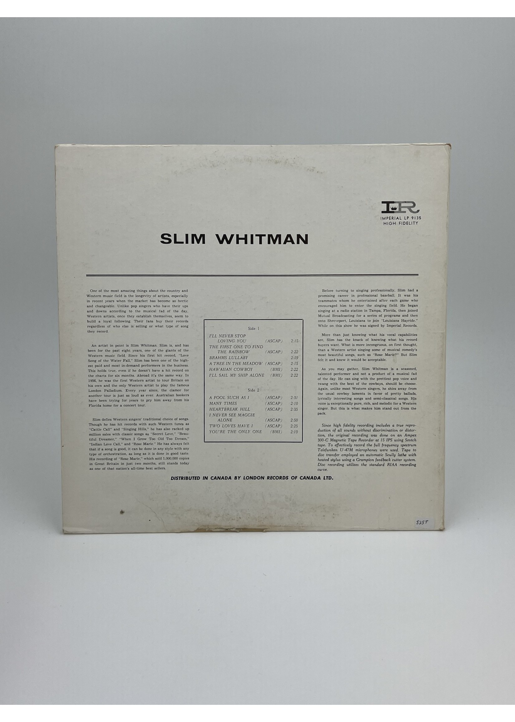 LP Slim Whitman LP Record