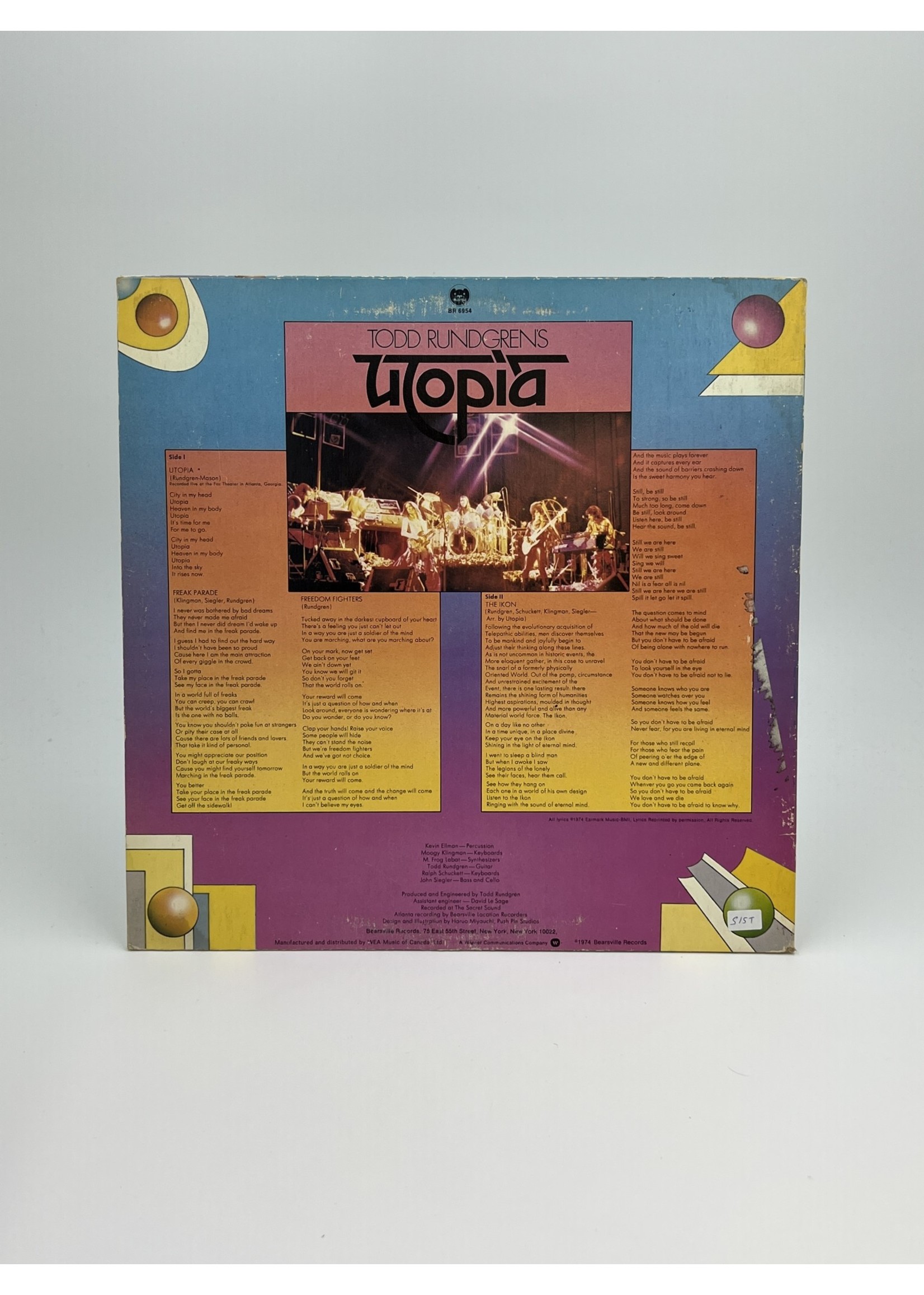 LP Todd Rundgrens Utopia LP Record