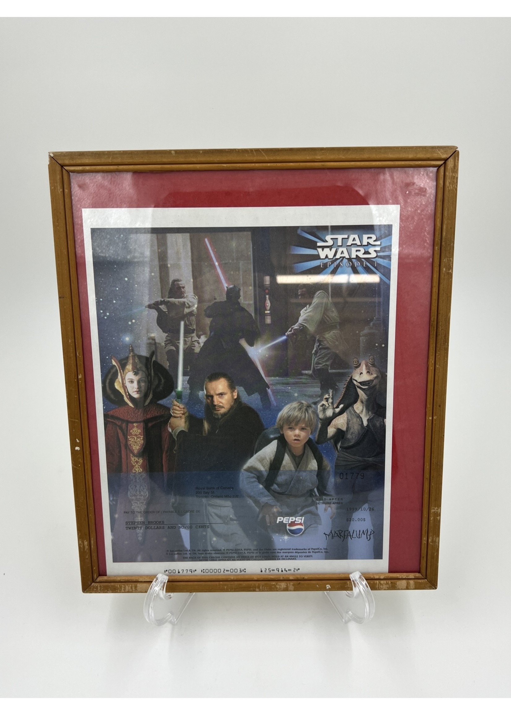 Other Things Framed Episode 1 Star Wars Pepsi Cheque