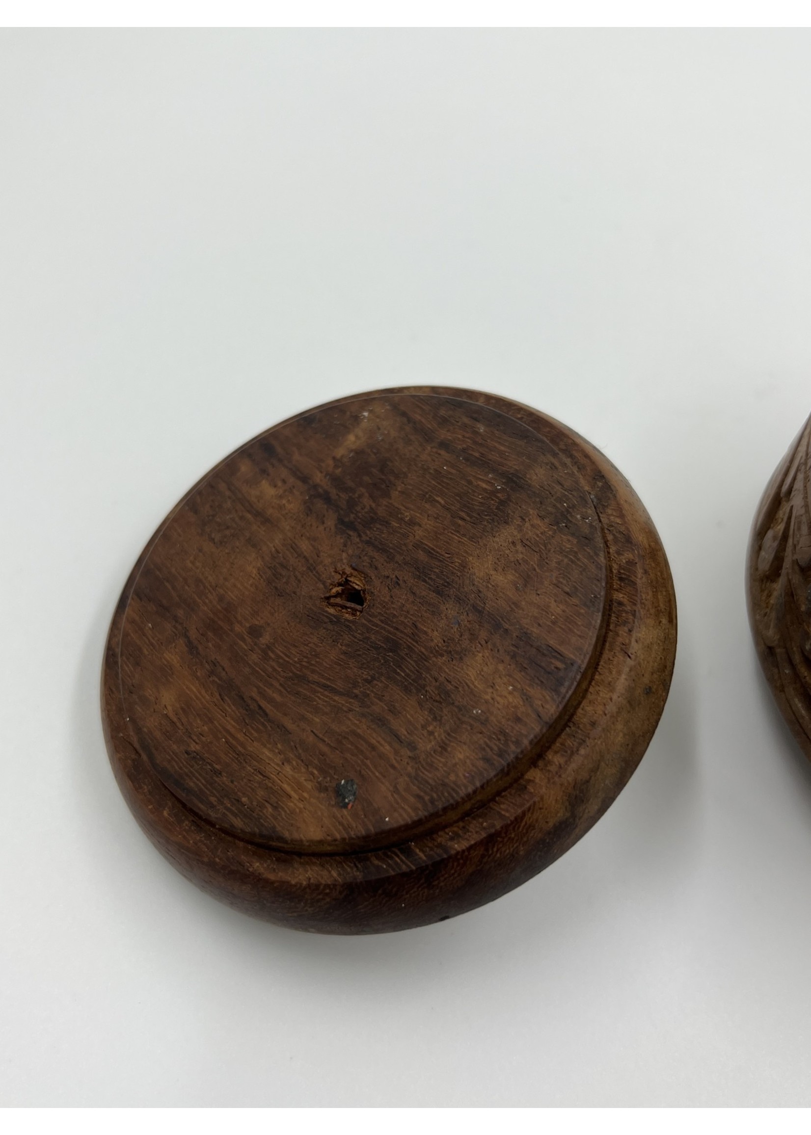 Other Things Hand Carved Wooden Box Round