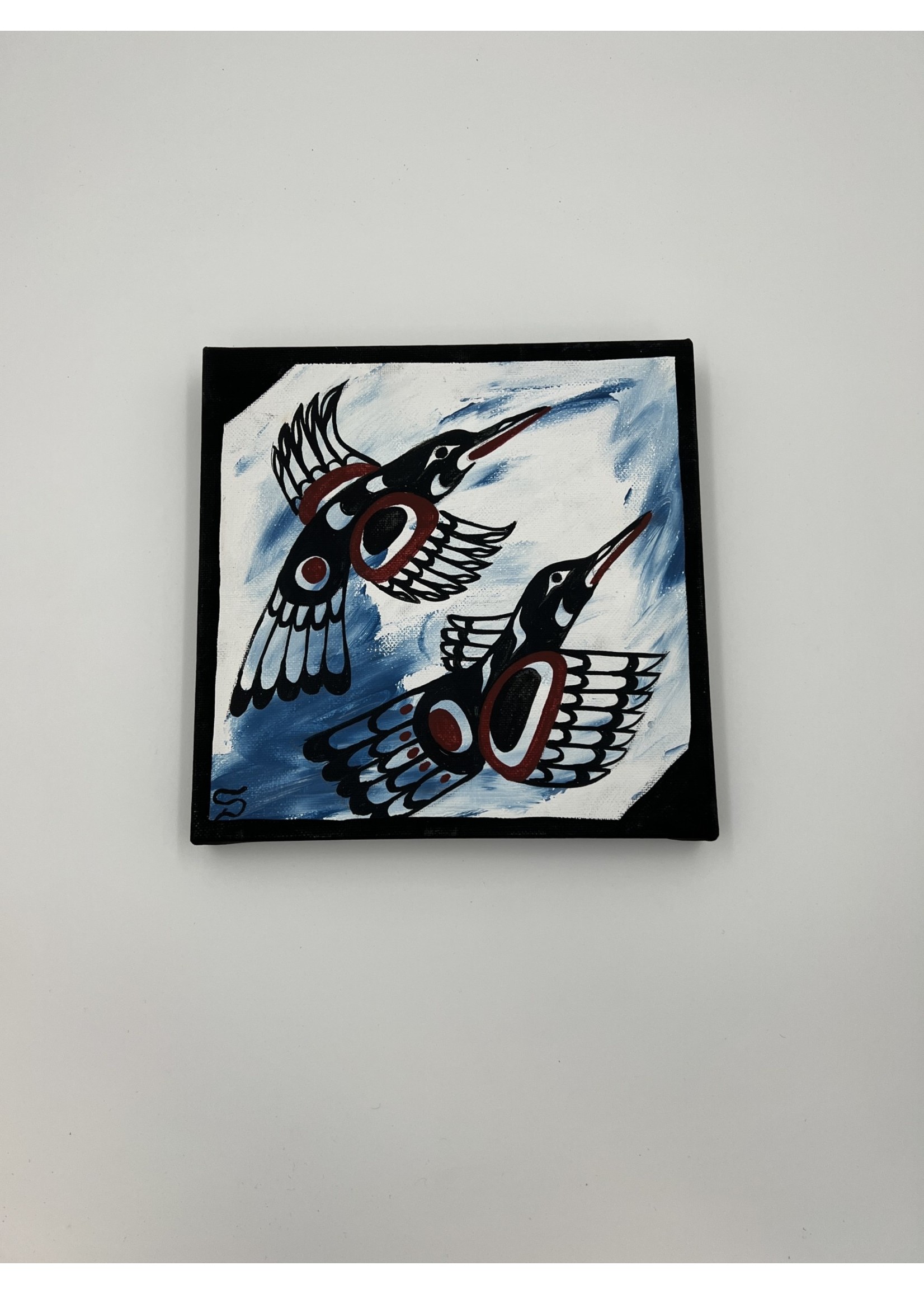 Cecil Dawson Humming Birds In Flight Canvas Painting