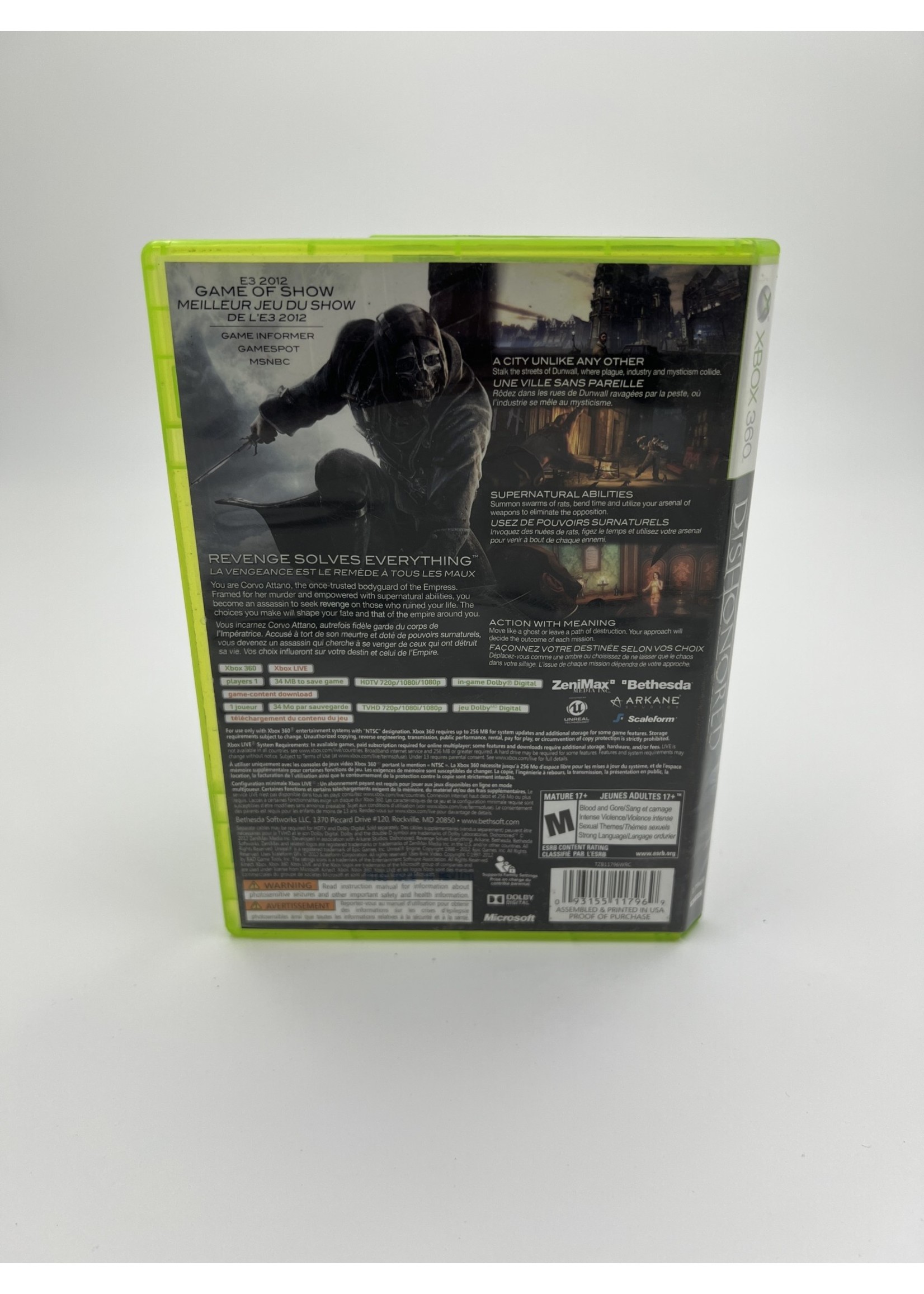 Xbox Dishonored Xbox 360