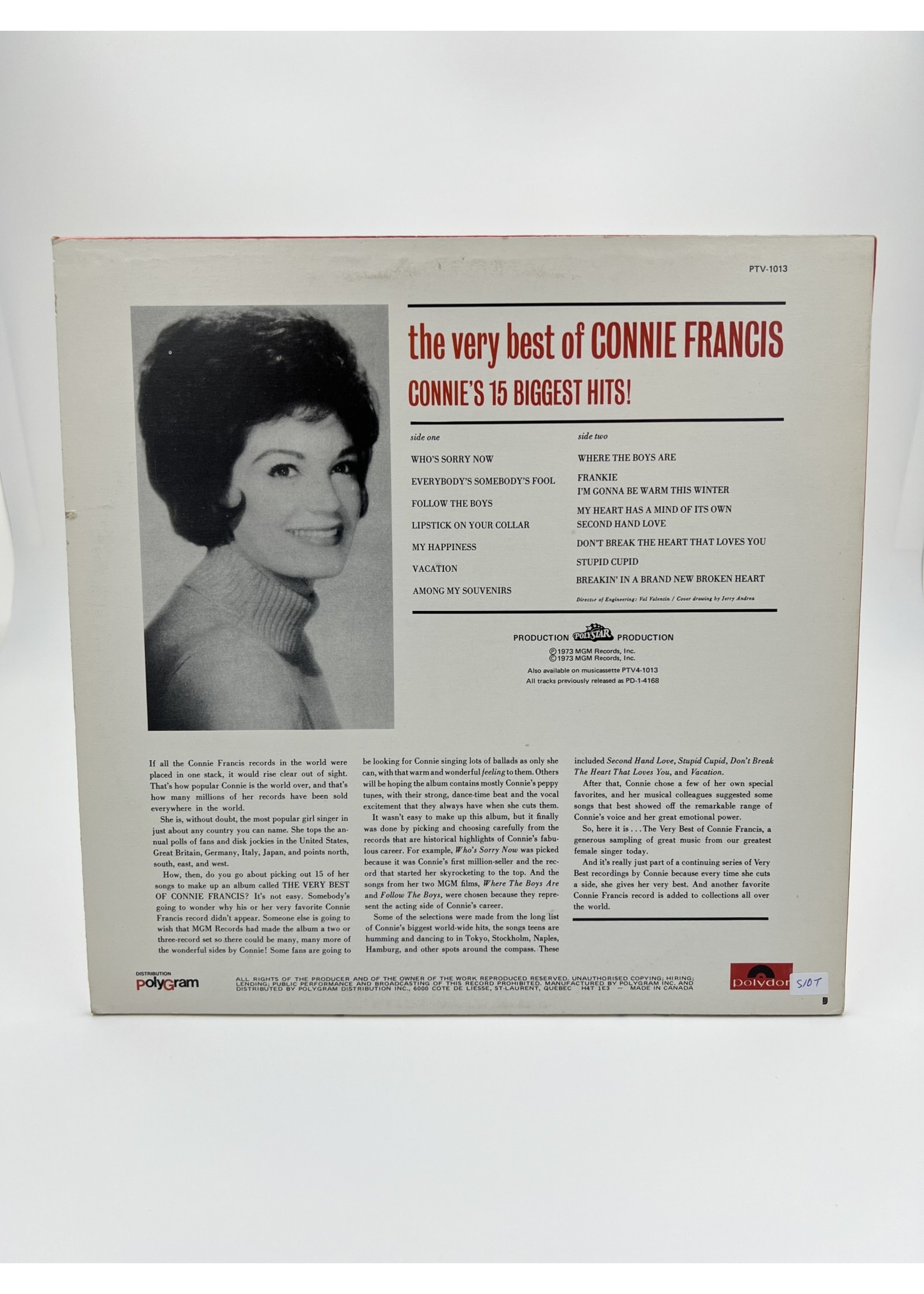 LP The Very Best Of Connie Francis Connies 15 Biggest Hits Lp Record