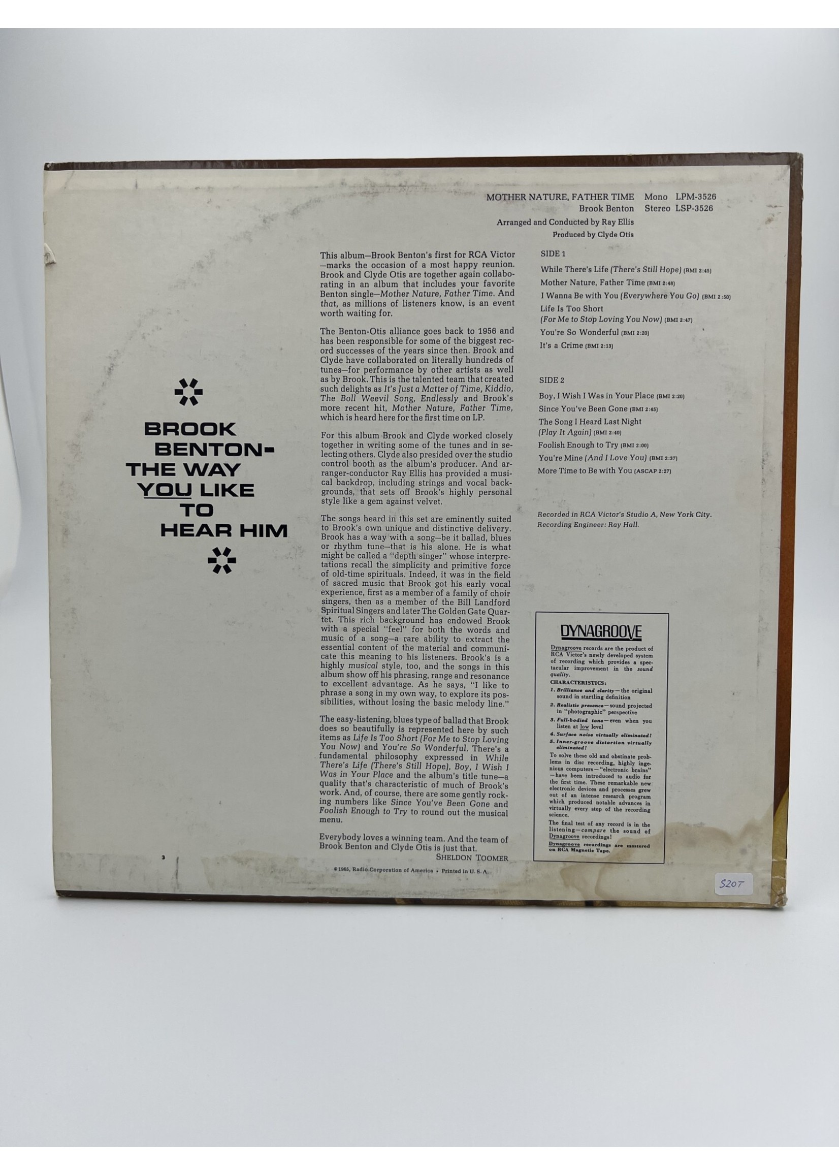 LP Brook Benton Mother Nature Father Time Lp Record