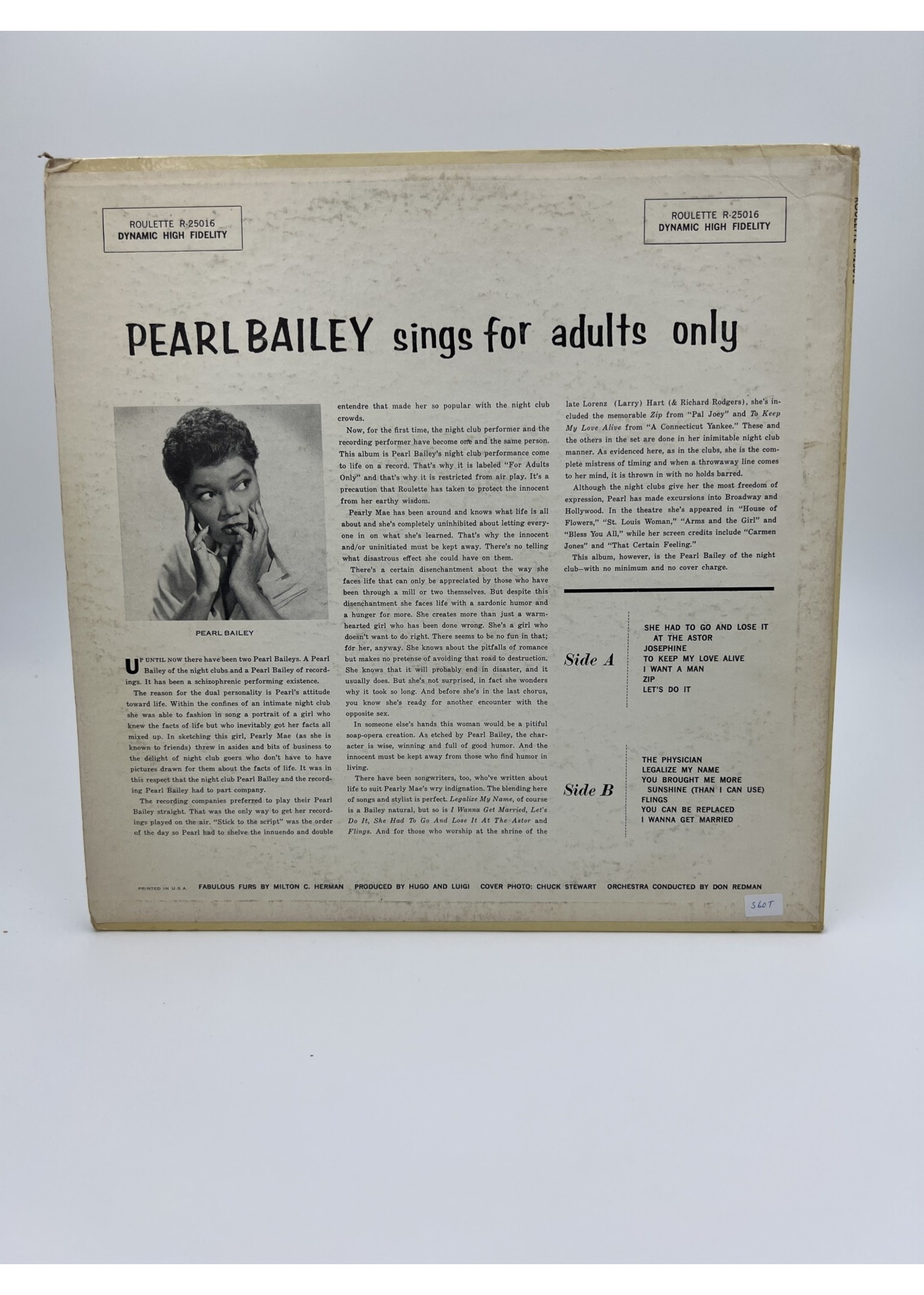 LP Pearl Bailey Sings For Adults Only Lp Record