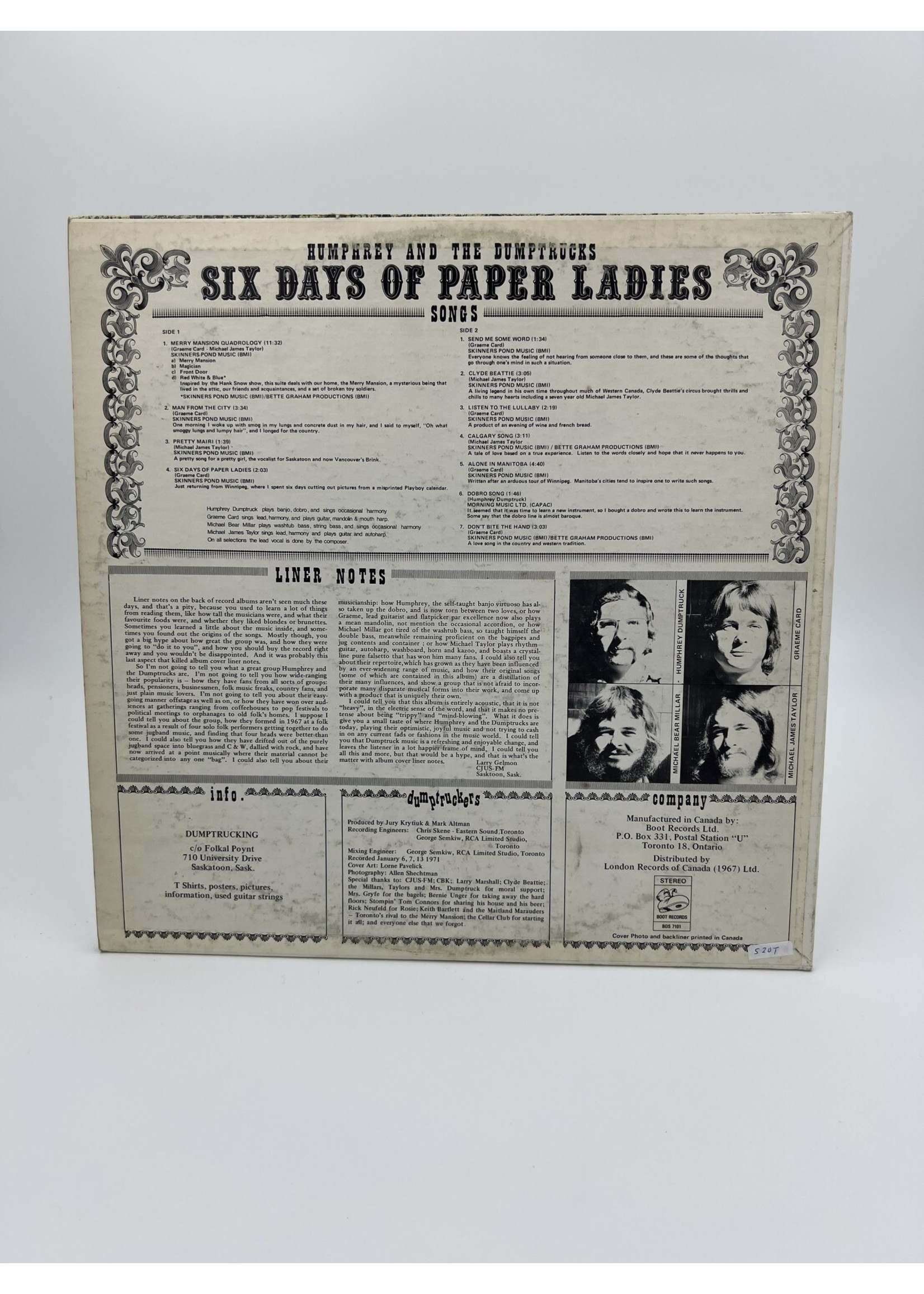 LP Humphrey And The Dumptrucks Six Days Of Paper Ladies Lp Record