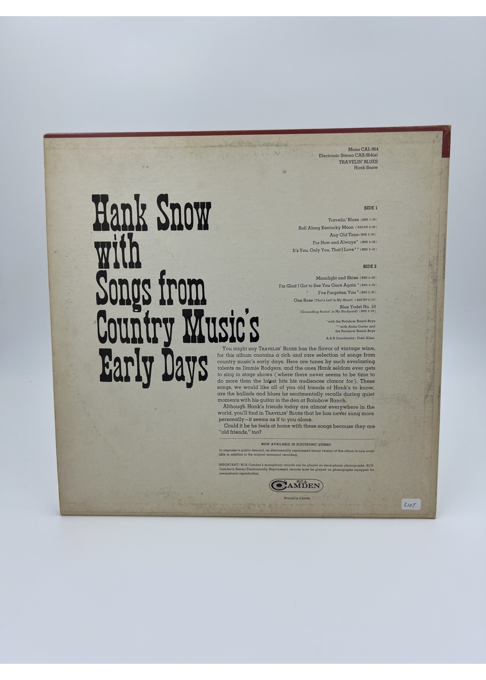 LP Hank Snow Travelin Blues LP RECORD