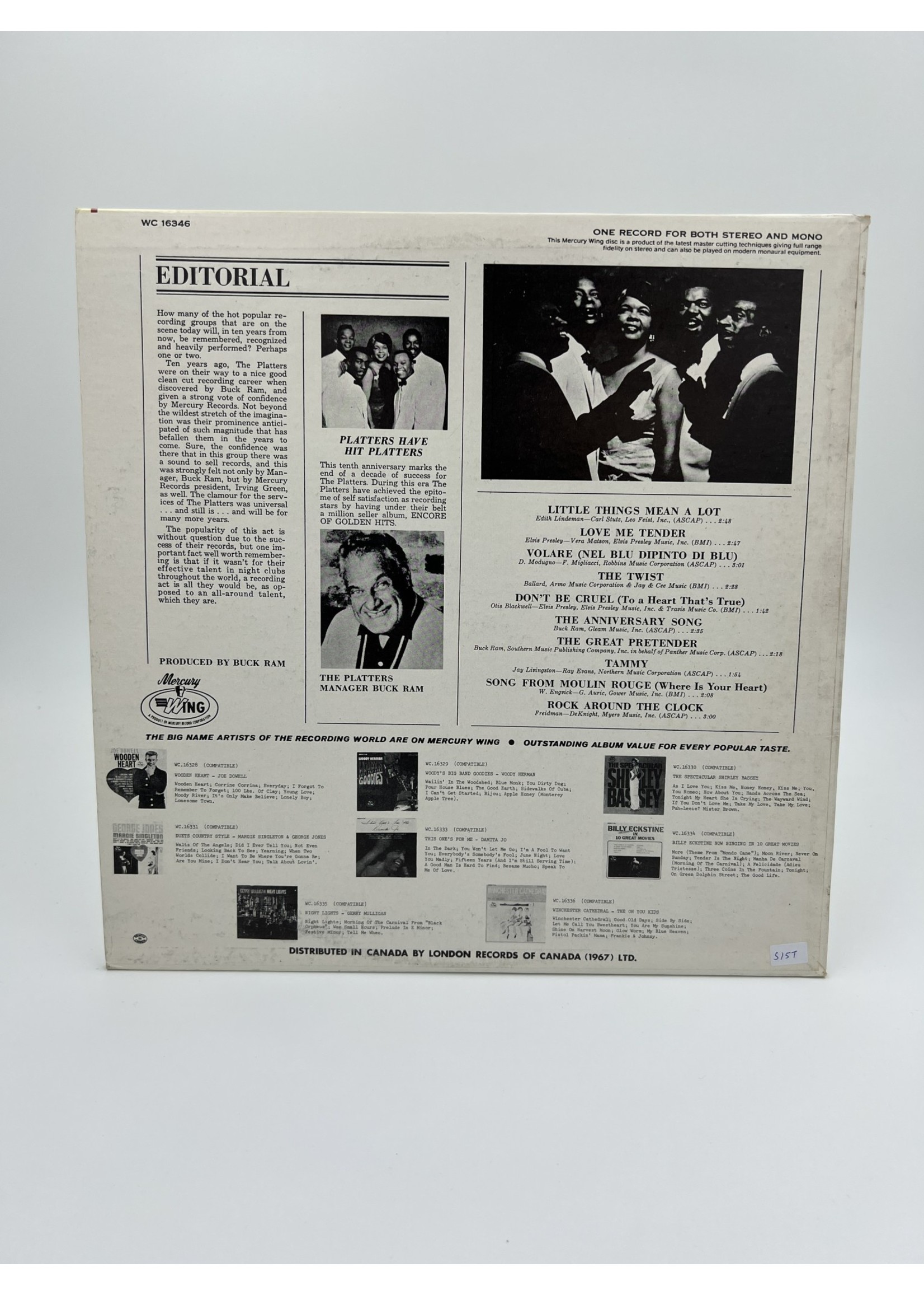 LP The Platters Special Edition 10th Anniversary Album LP RECORD