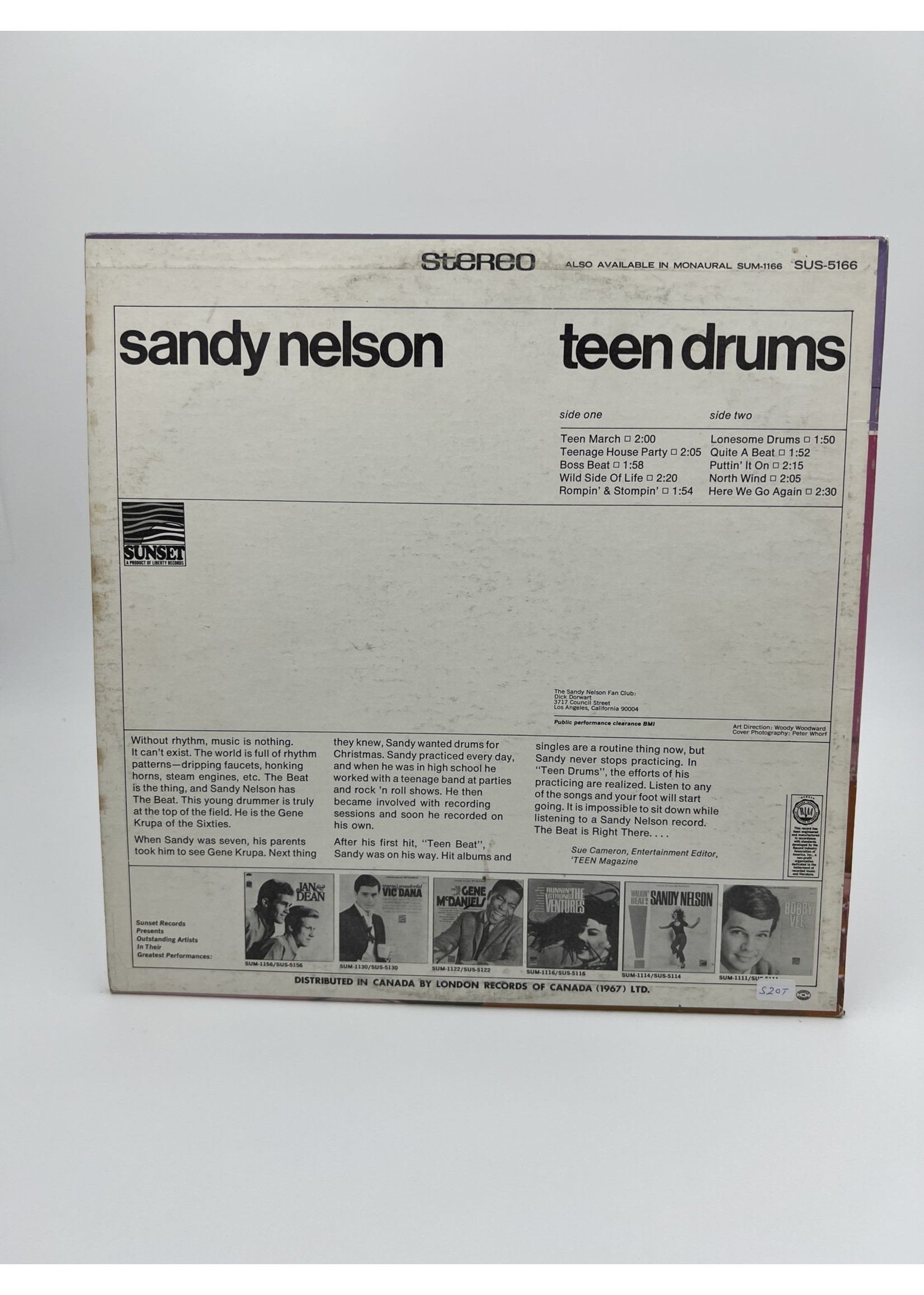 LP Sandy Nelson Teen Drums LP RECORD