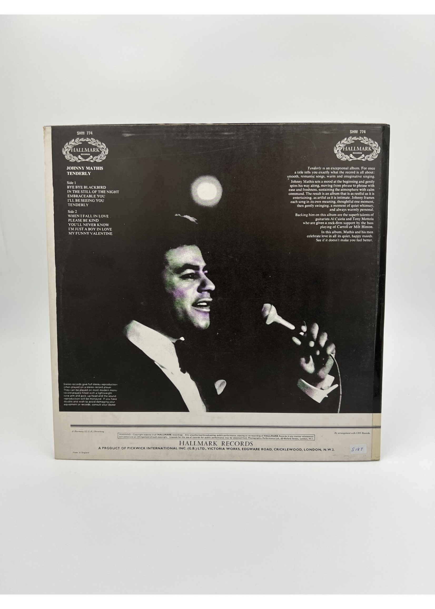 LP Johnny Mathis Tenderly LP RECORD