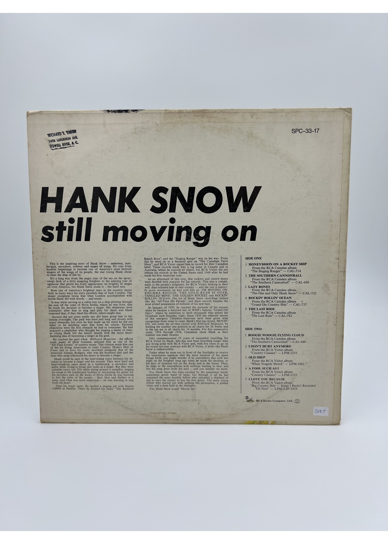 LP The Hank Snow Four Square Album LP RECORD