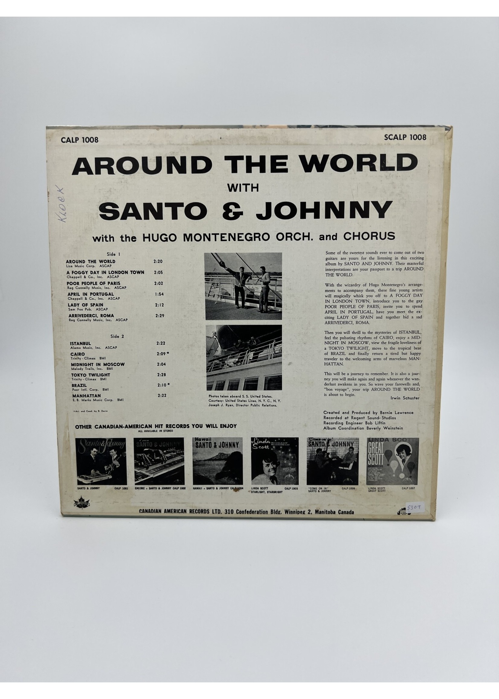 LP Around The World With Santo And Johnny LP RECORD