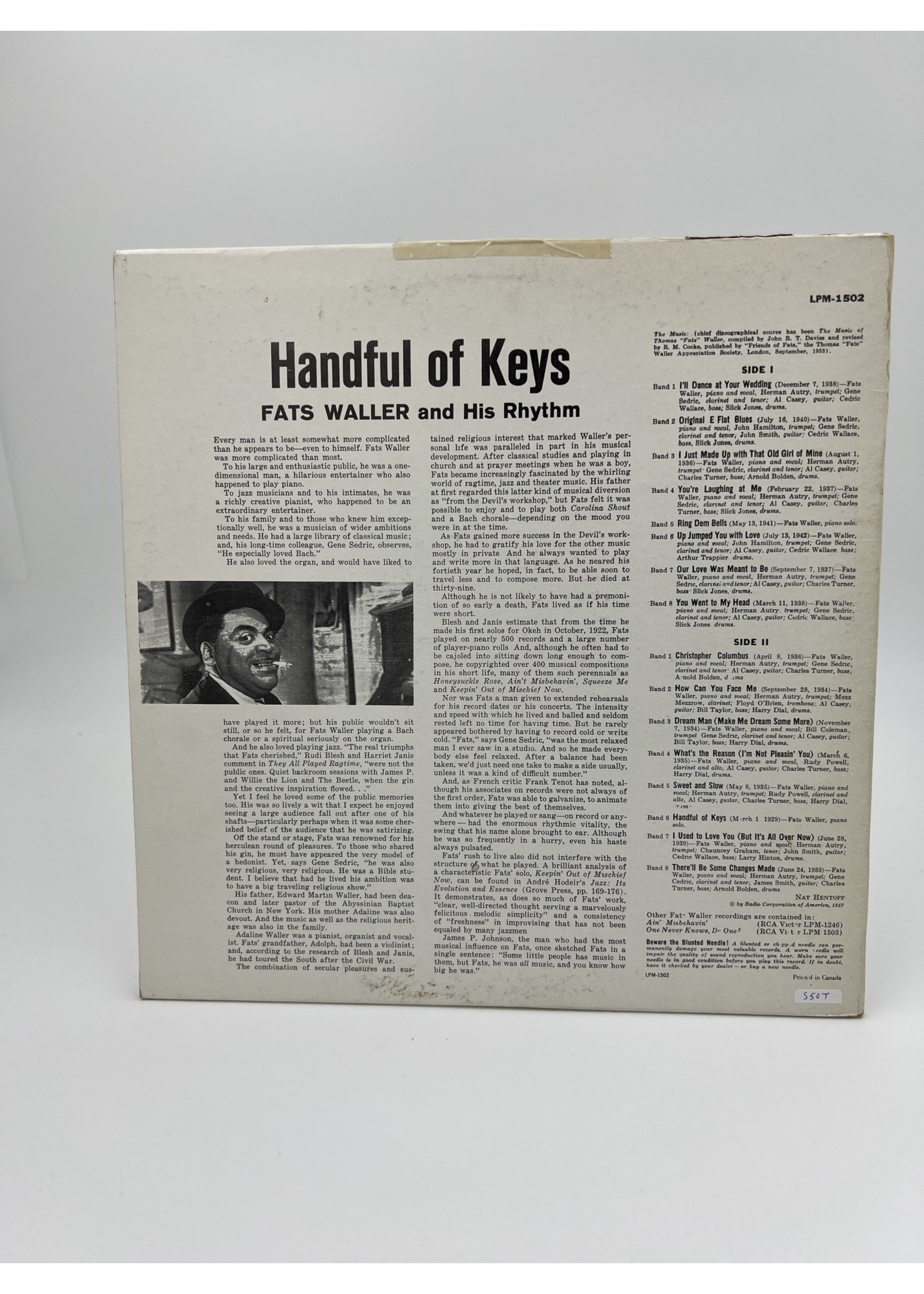 LP Fats Waller And His Rhythm Handful Of Keys LP RECORD