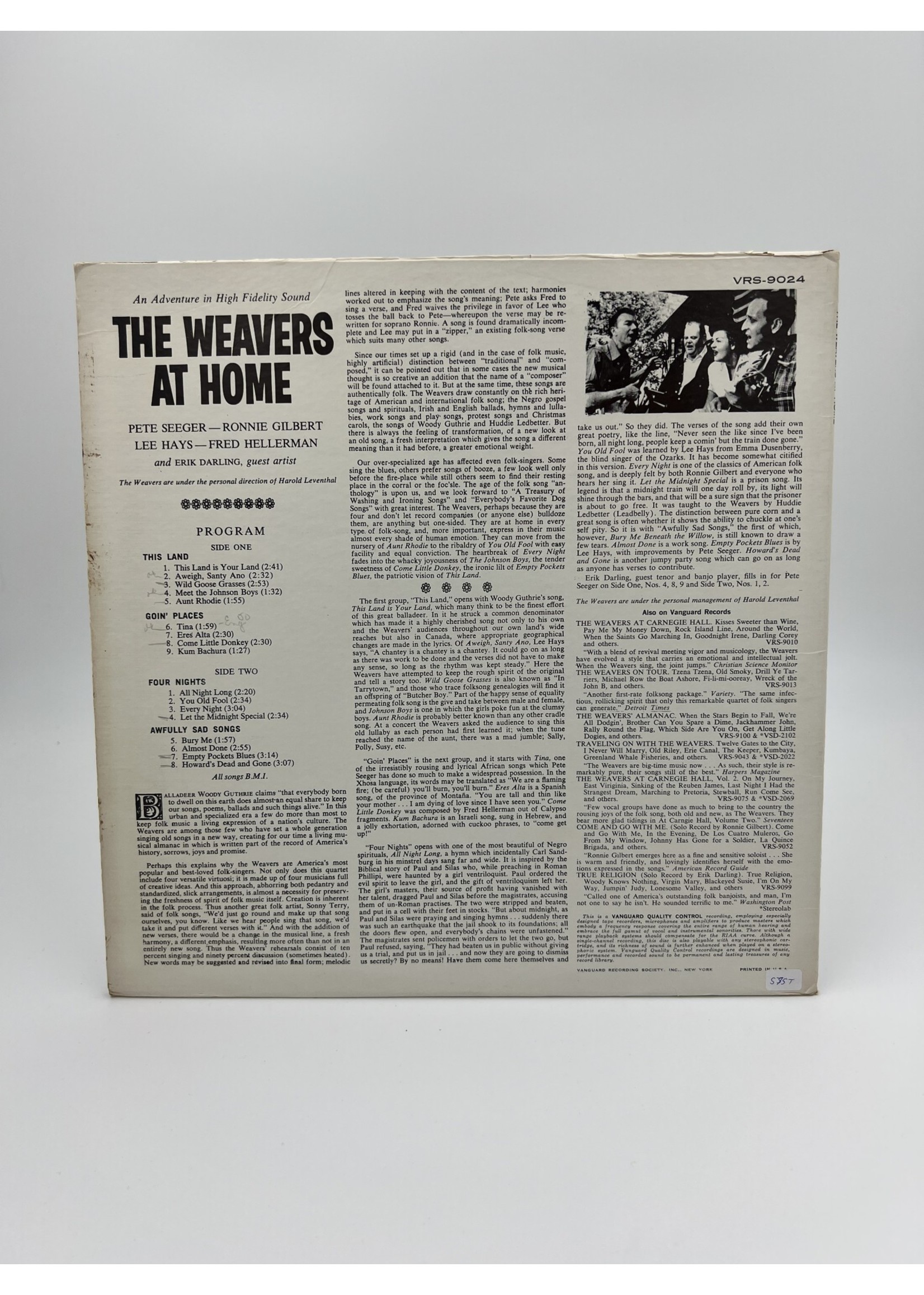 LP The Weavers At Home LP RECORD